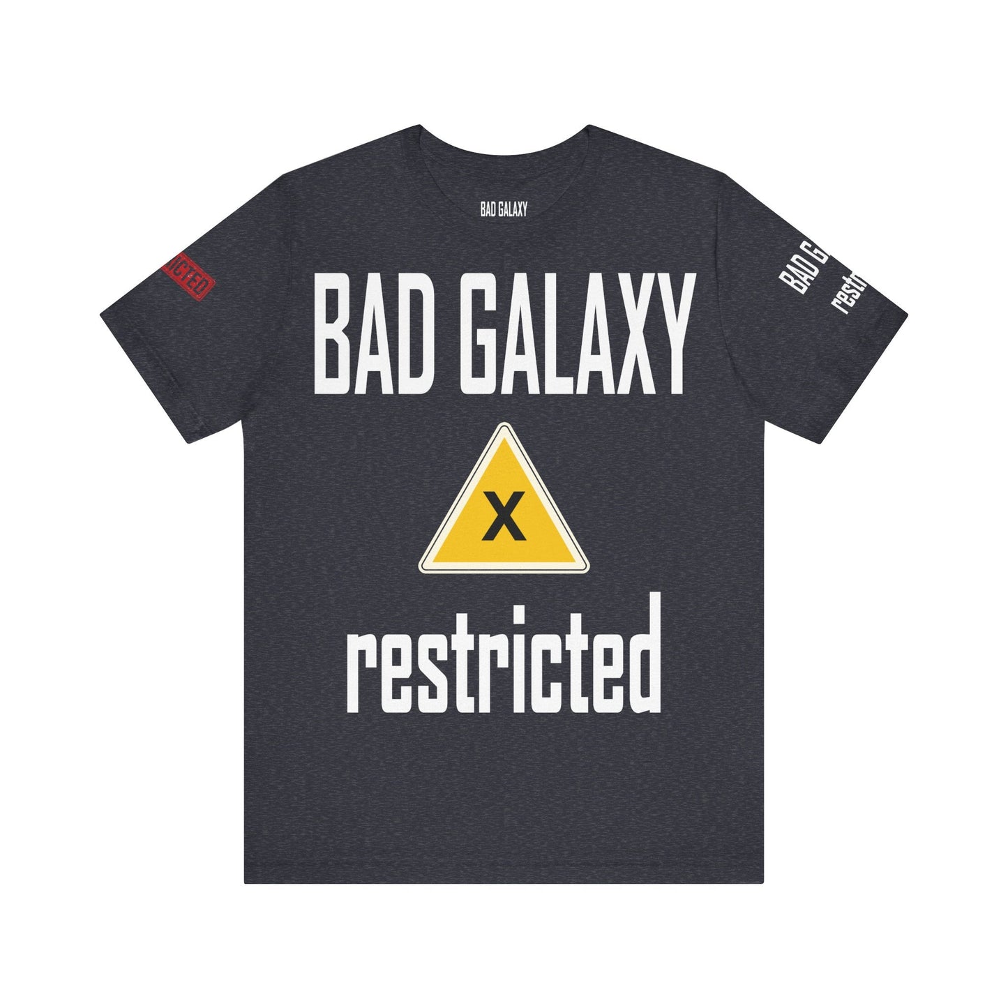 Bad Galaxy Tee Shirt With Red Stamp Made To Order 100 Percent Cotton Eco Friendly Inks USA