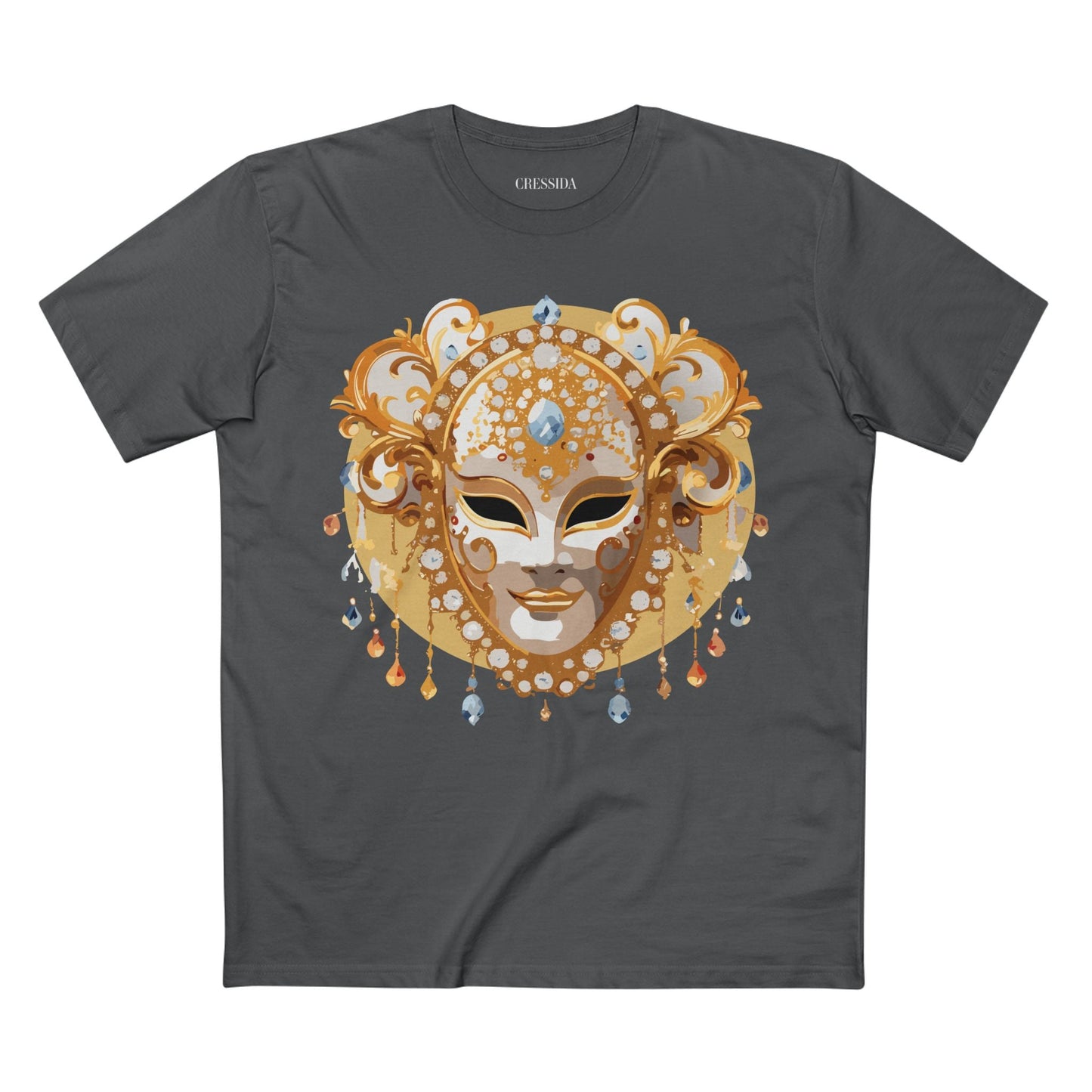 Carnival Mask Graphic T-Shirt Unisex 100 Cotton With Antique Gold Art Design Tee 14