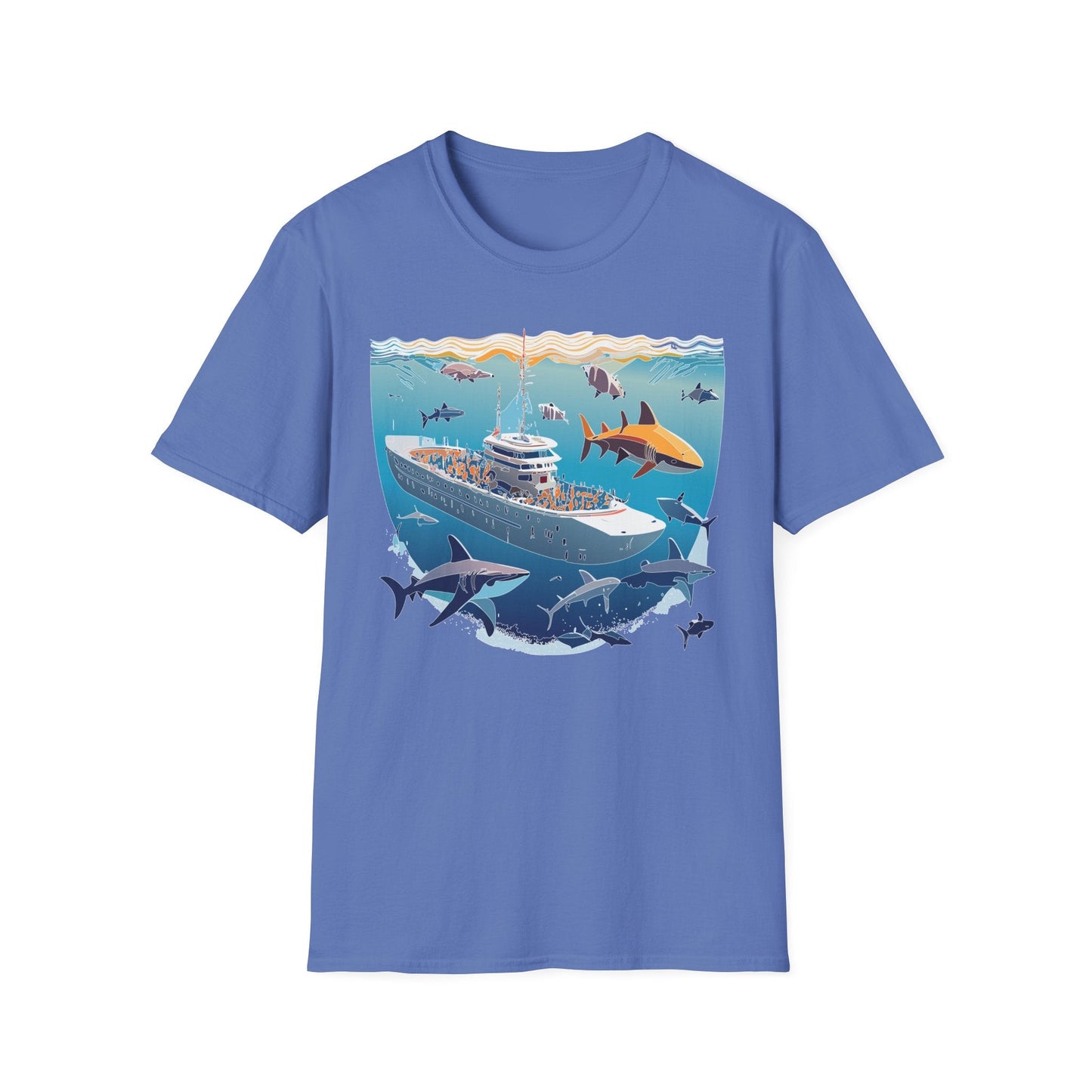Ocean Tee Shirt Unisex Softstyle Short Sleeve With Ocean Art Design 100 Percent Ring Spun Cotton