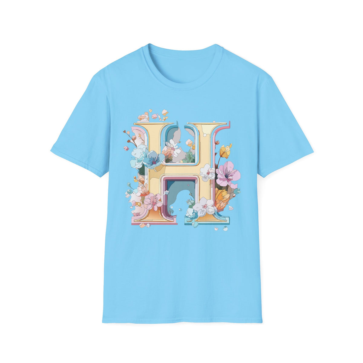 Floral Letter H Shirt | Monogram Initial H Tee