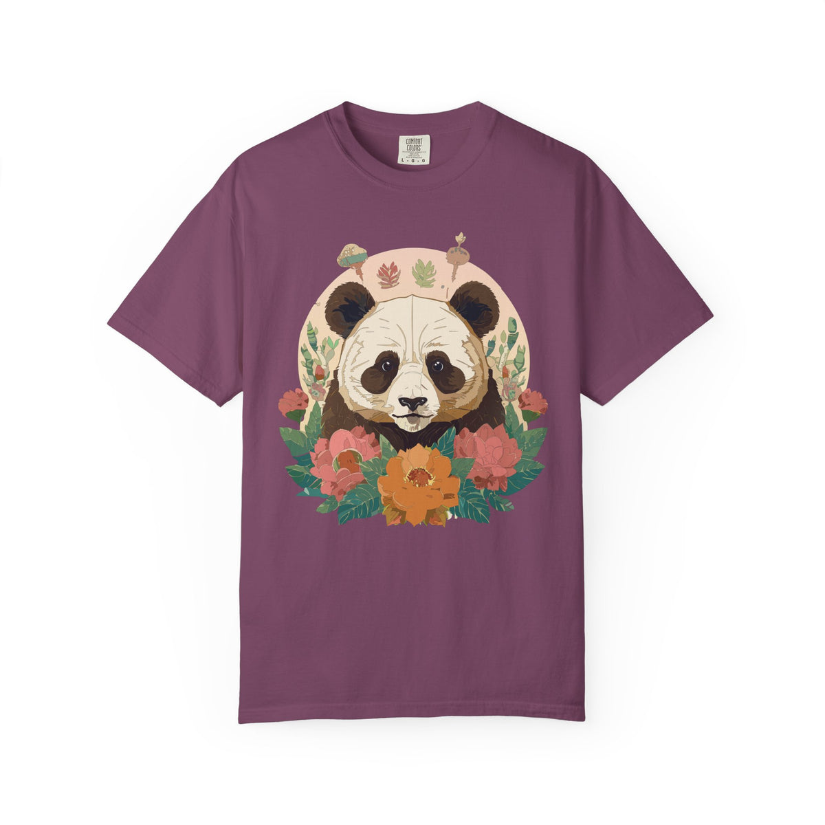 Panda Portrait T-Shirt Unisex Cotton Floral Chinese Graphic Circle Animal Art Tee p2