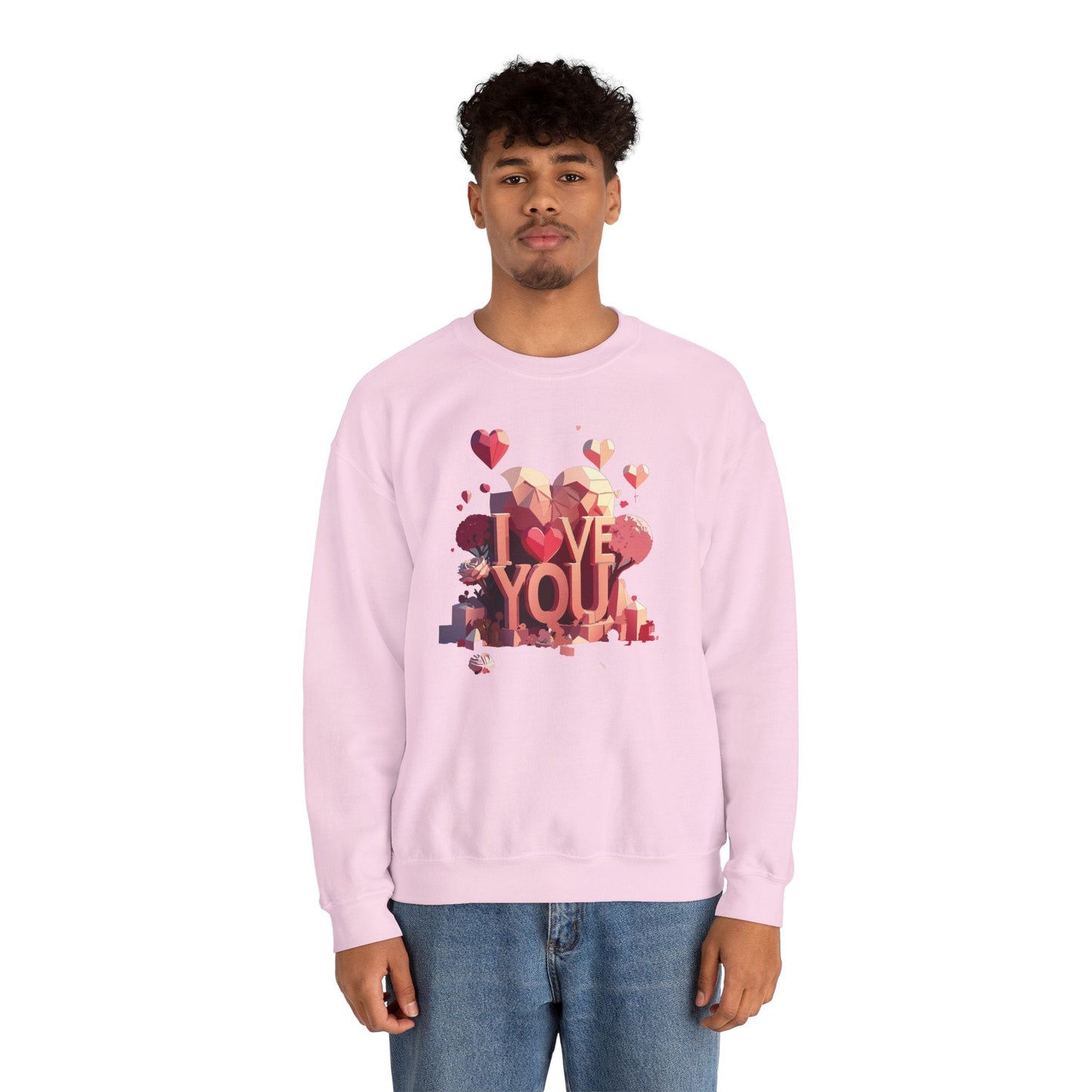 Unisex Heart Love Sweatshirt Floral Valentines Day Cotton Poly Fifty Fifty Blend