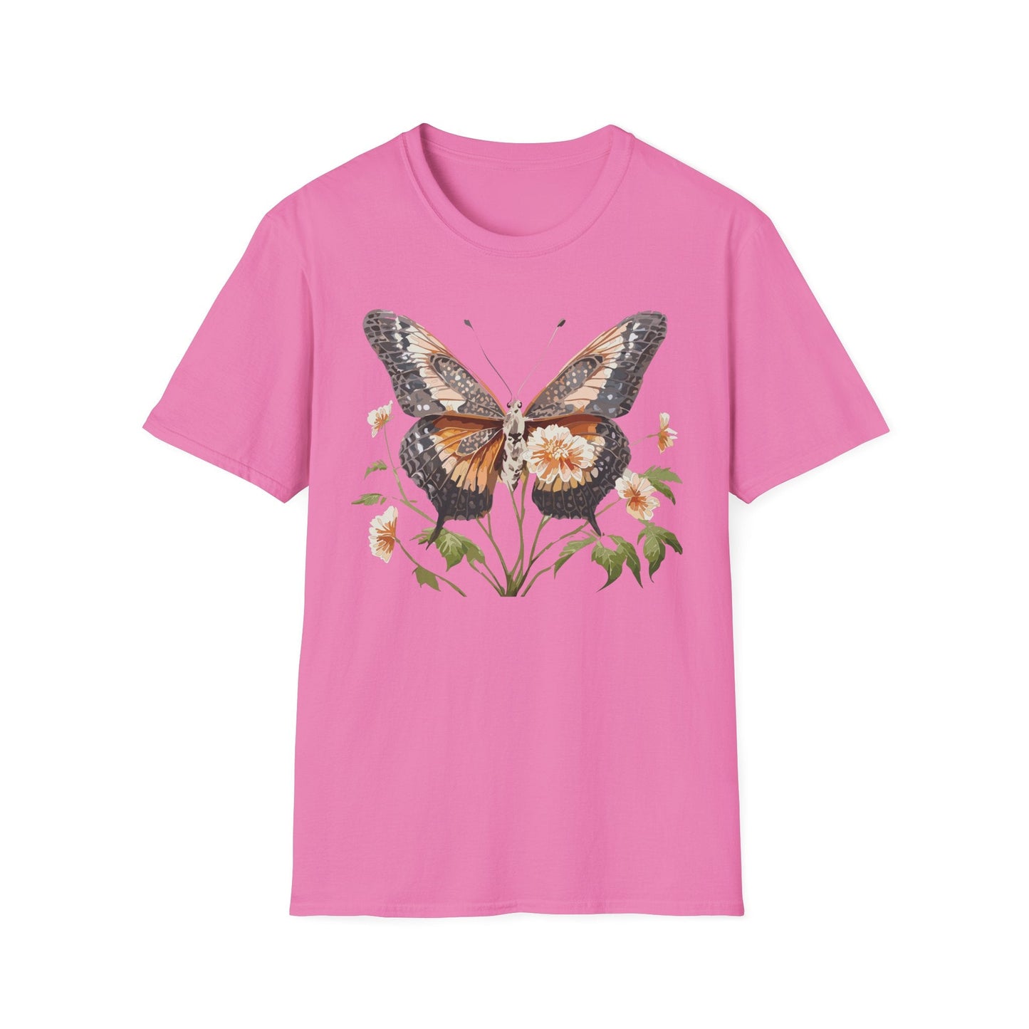 Butterfly T Shirt Unisex Softstyle Gildan 64000 Cotton Tee Monarch Print Comfort