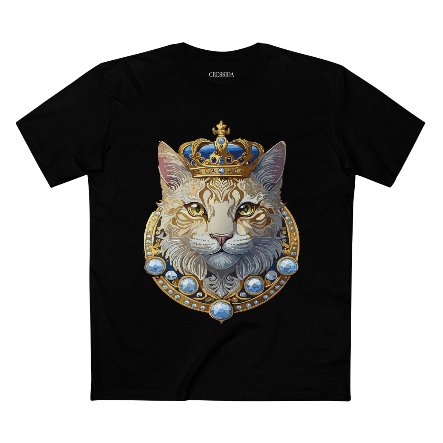 Cat Graphic Unisex 100 Cotton Tee With Unique Animal Golden Medallion Art Design 14