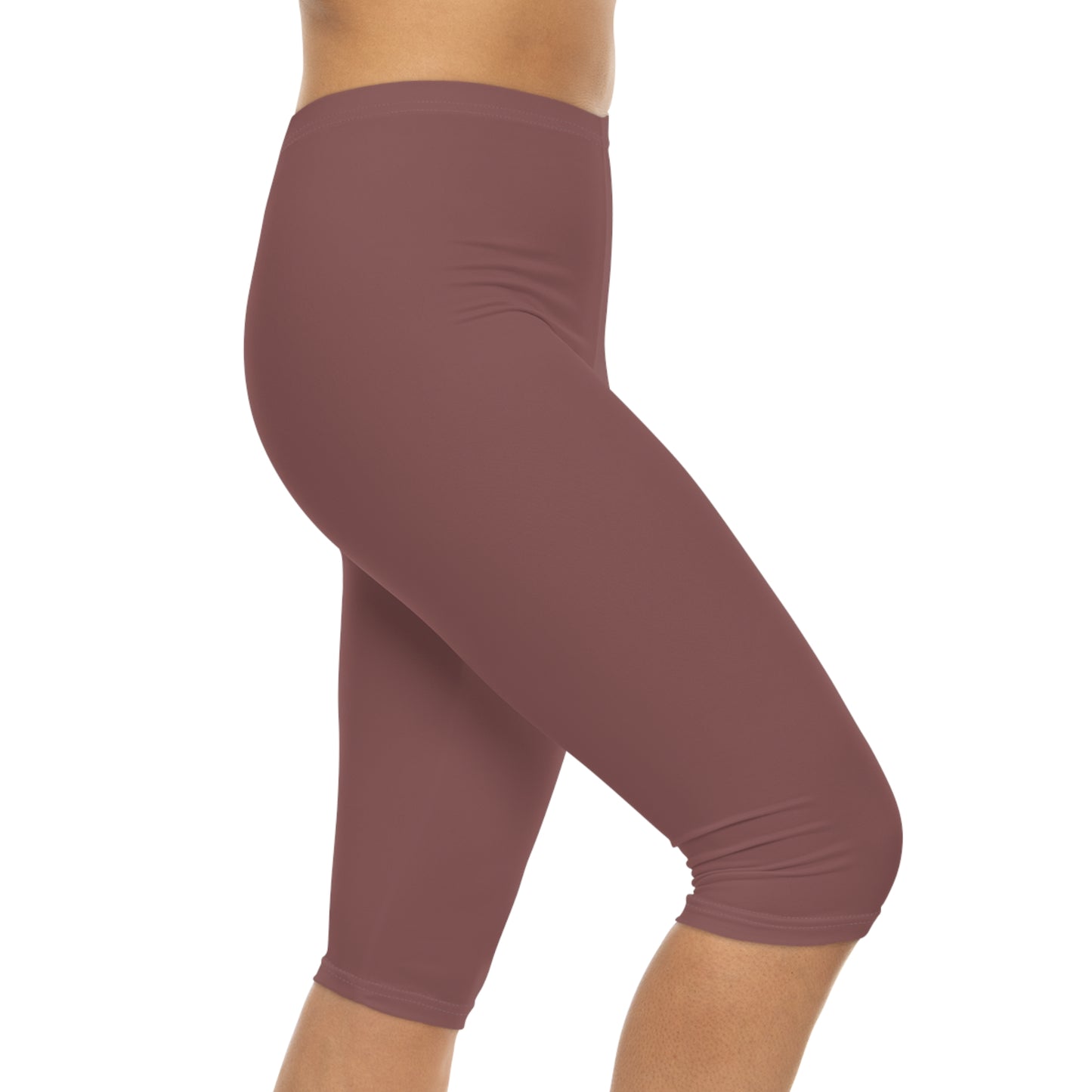 Smoky Rose Color Women's Brushed Suede Poly Span Casual Capri Leggings XS-2XL