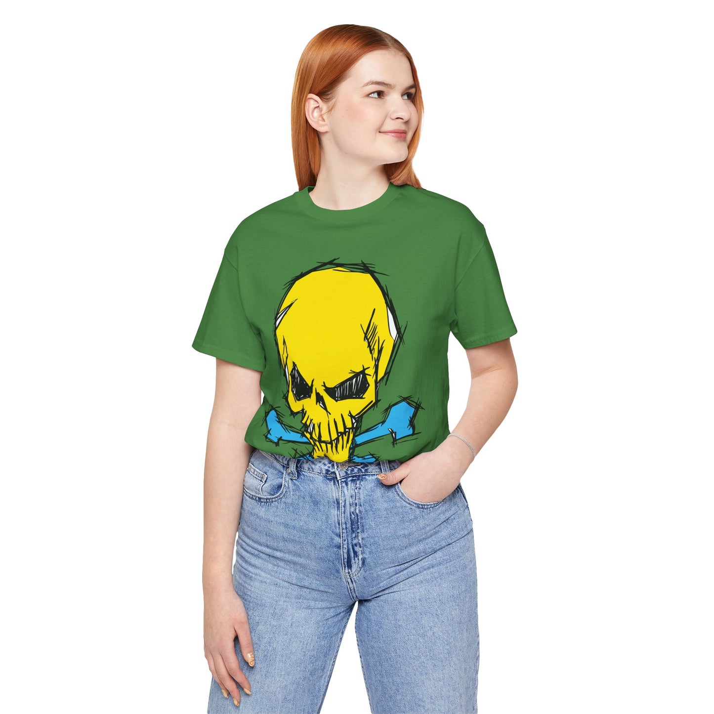 2-Yellow Skull Graphic Design Tee, Skull Shirt, Vintage Tees, Art Design T-Shirt, Vintage Graphic Tee, Art Shirts with Skulls