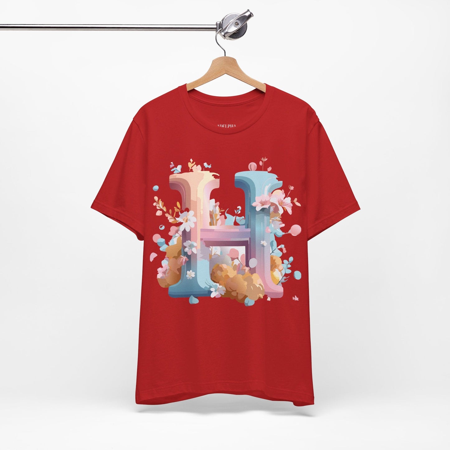 Letter H Shirt Unisex Graphic Tee By Adelpha Vintage Inspired Artwork Short Sleeve
