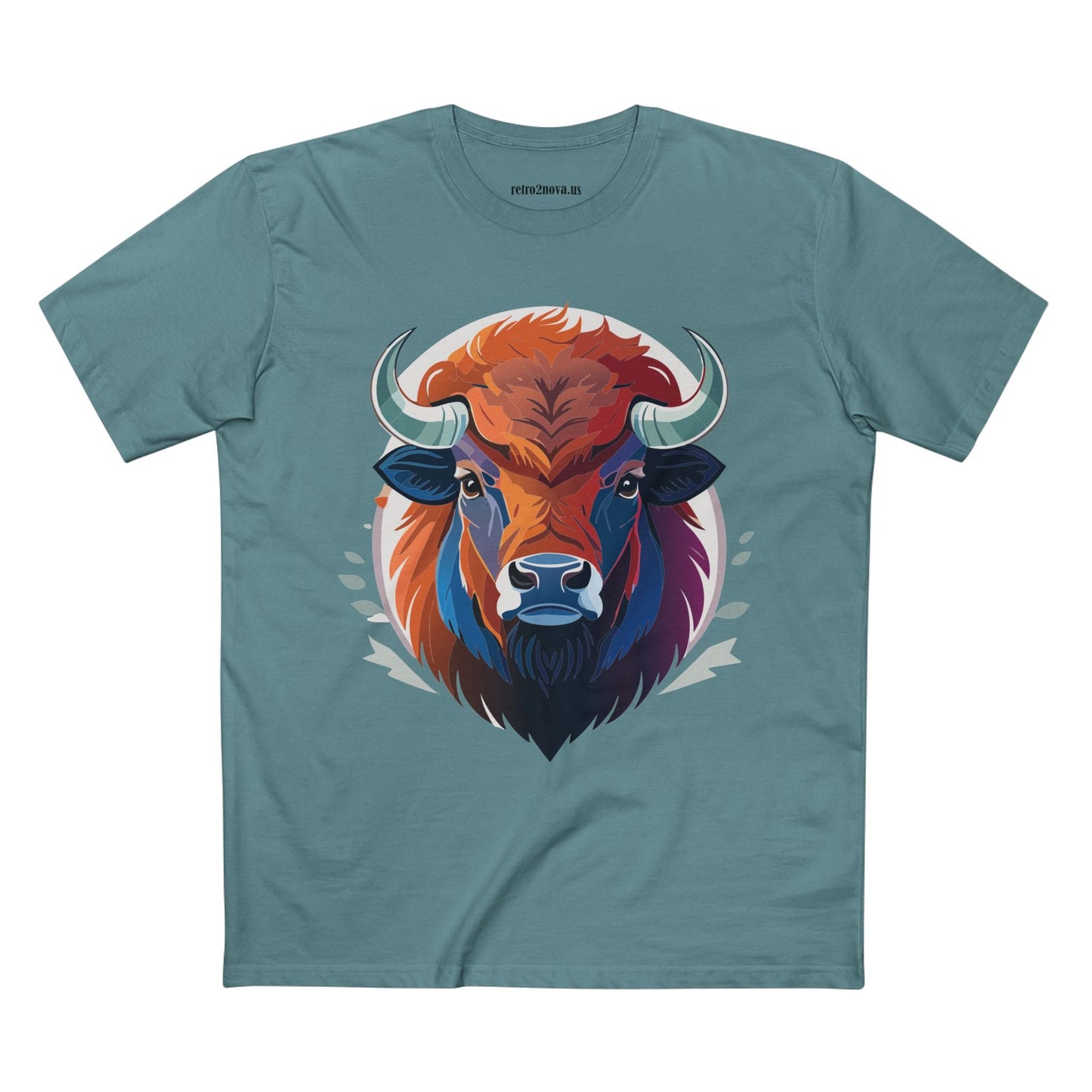 Bison Animal Shirt Unisex Premium Cotton Tee With Original Art Design From Retro2Nova Art Collection Edition