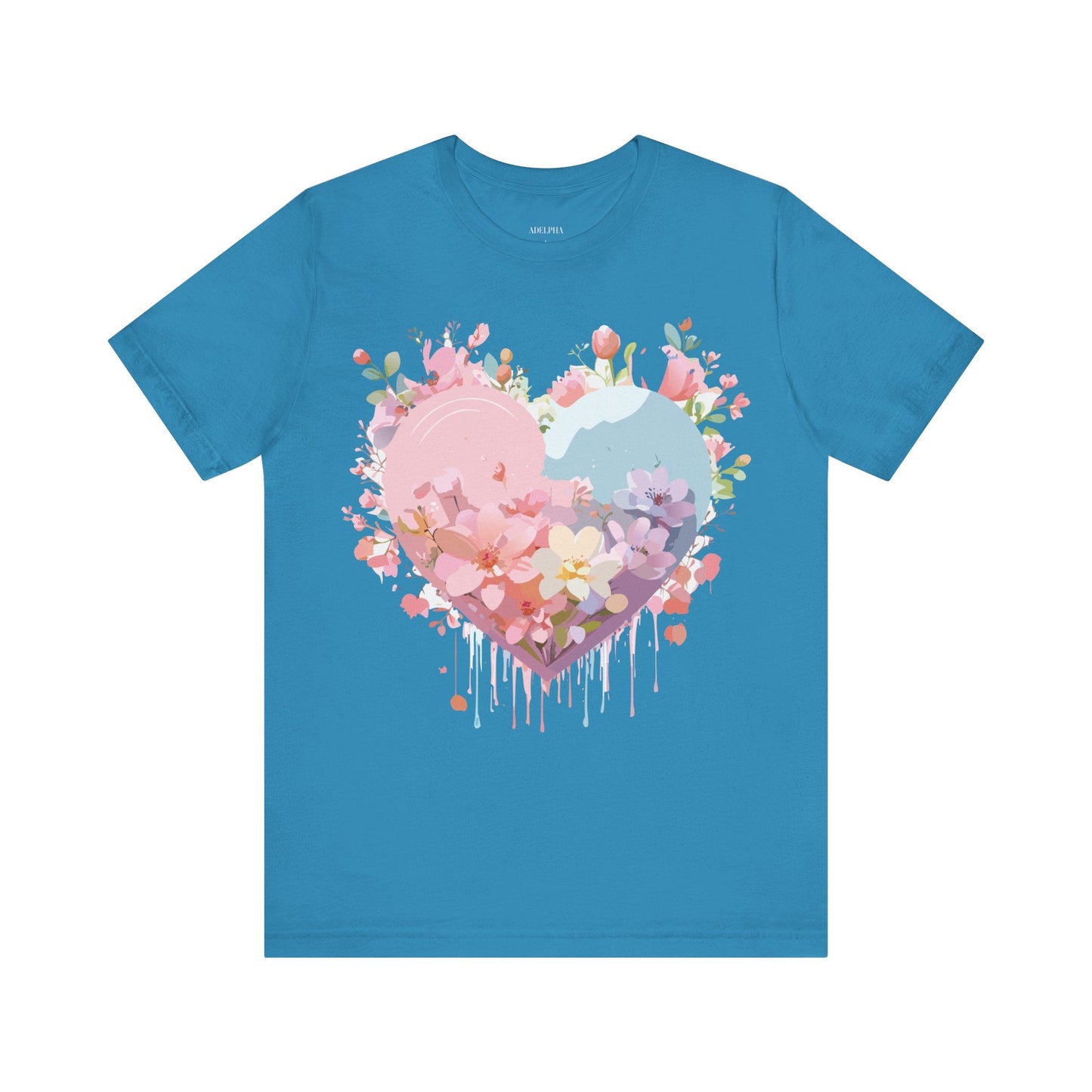 Valentine Day Graphic Unisex 100 Cotton Vintage Artwork with Love and Flower Design Tee 30