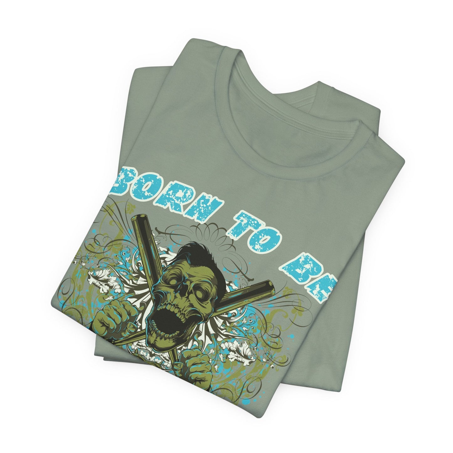 Born To Be Cage Fighter Tee Skull Crossed Knives Graphic T-Shirt