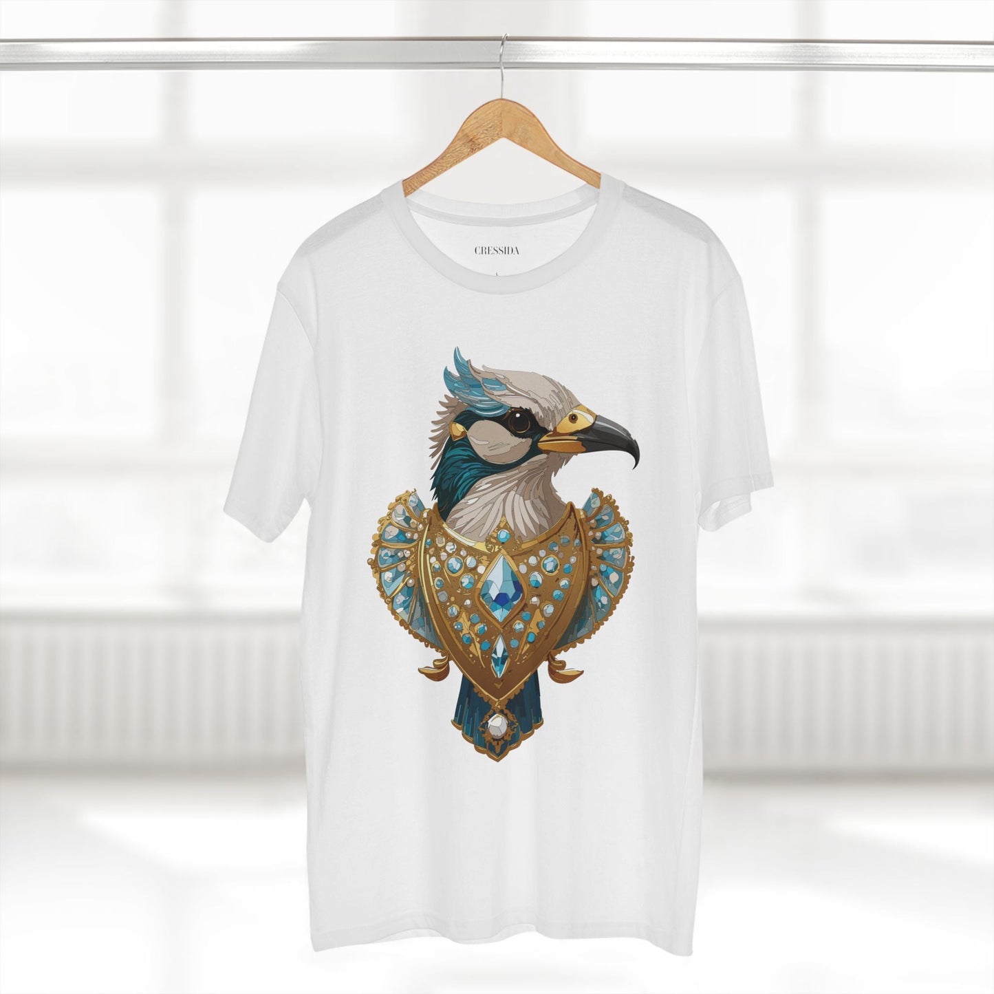 Bird Graphic Unisex 100 Cotton Tee With Unique Animal Golden Medallion Art Design 17