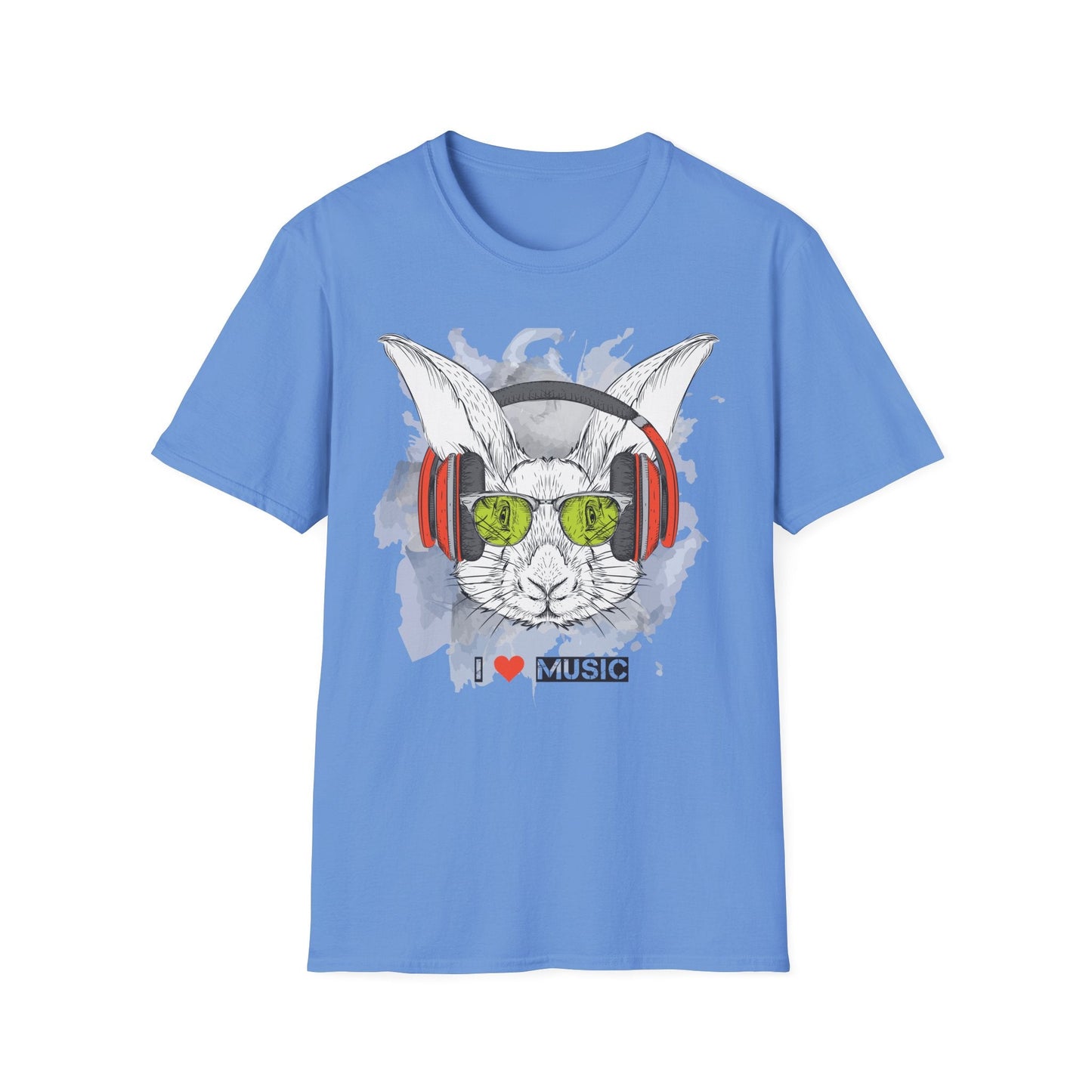 I Love Music Animals Shirt With Headphones Unisex Softstyle Tee 100 Percent Ring Spun Cotton