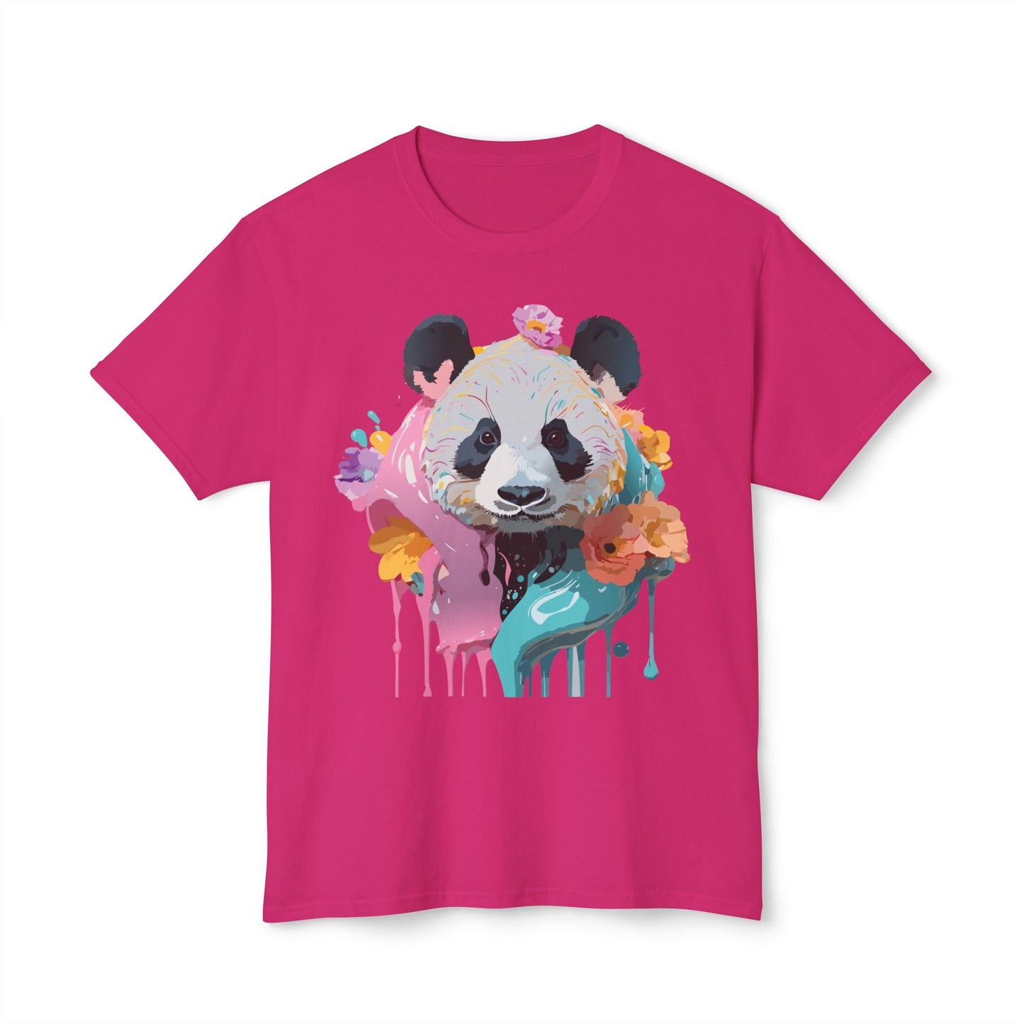 Panda T Shirt Unisex HD Cotton Tee With Panda Art Print Vintage Floral Design Printed In USA