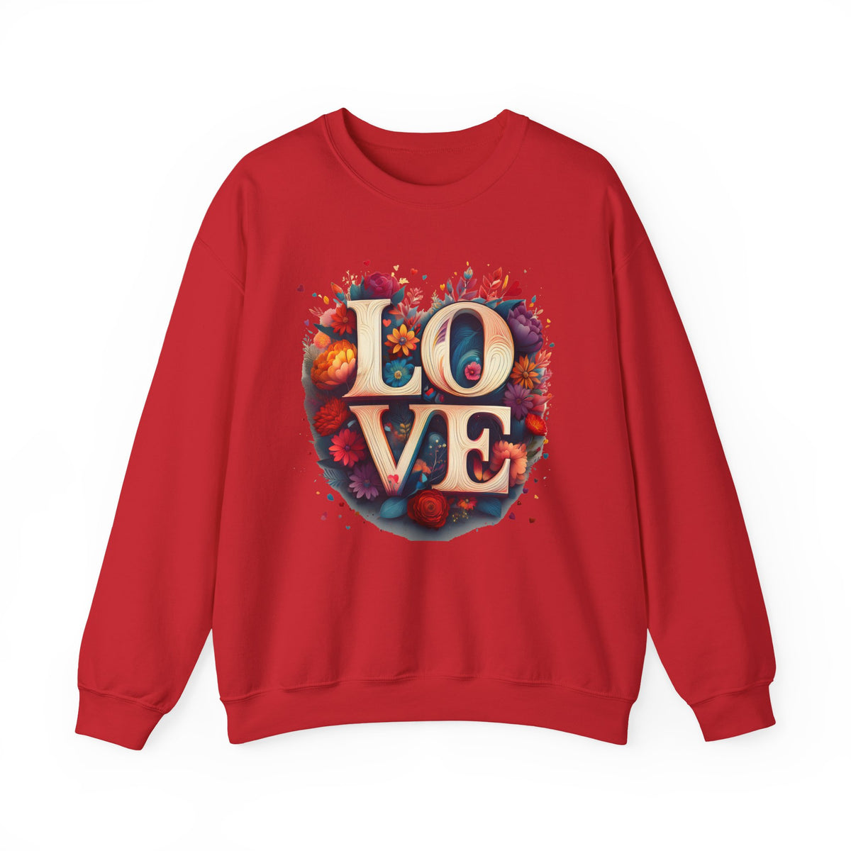 Floral Love Graphic Valentine's Day Sweatshirt Unisex 50/50 Cotton-Poly Sweatshirt w65
