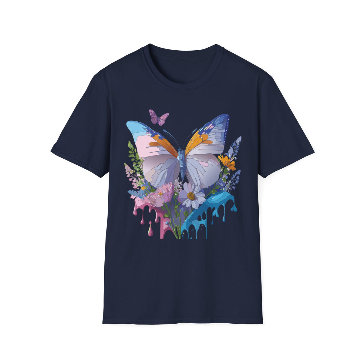 Butterfly Splash T-Shirt — Colorful Floral Drip Graphic Tee Unisex 100 Cotton Gildan T-Shirt