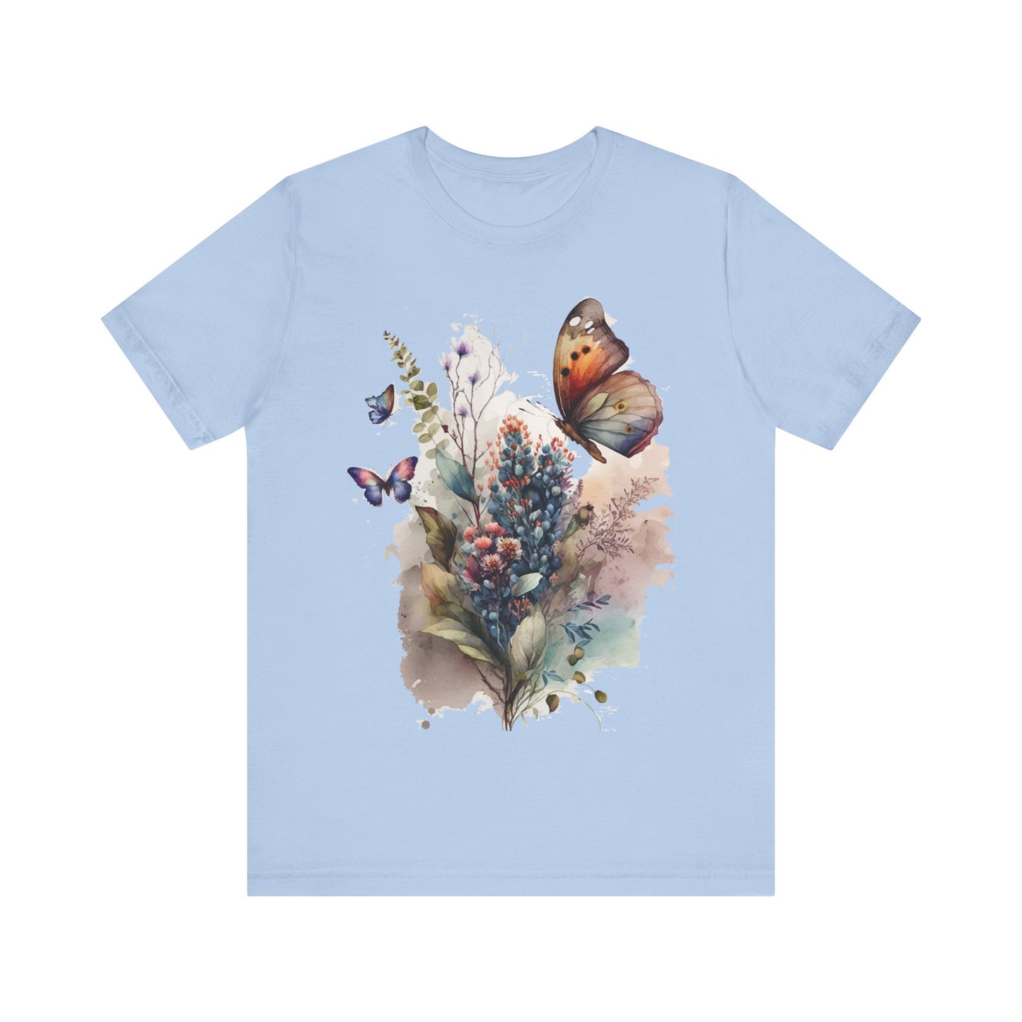 Cotton Tee Shirt with Butterfly Prints