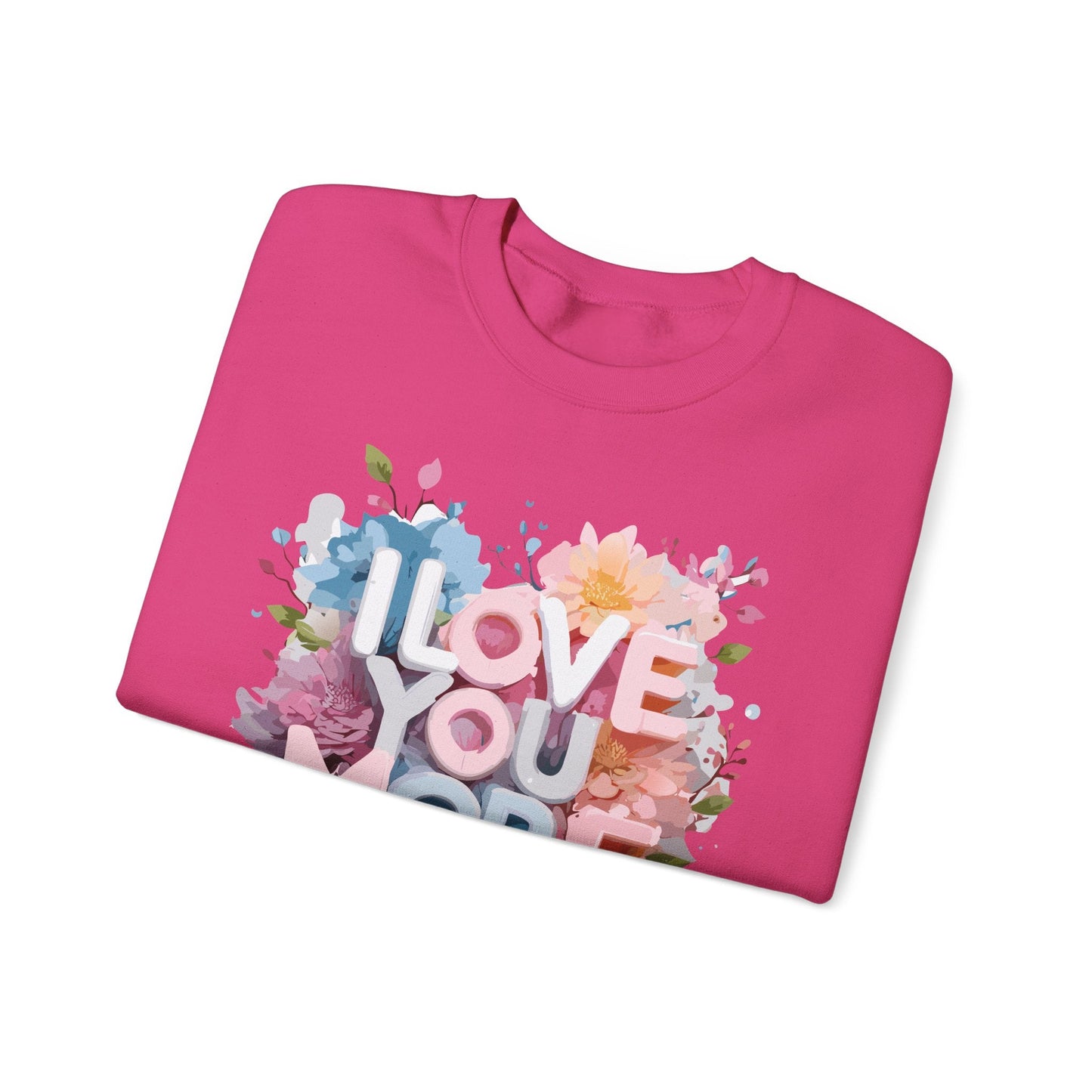 Floral Love Sweatshirt Unisex Heavy Blend Crewneck Valentines Day 50 50 Cotton Polyester Gildan 18000