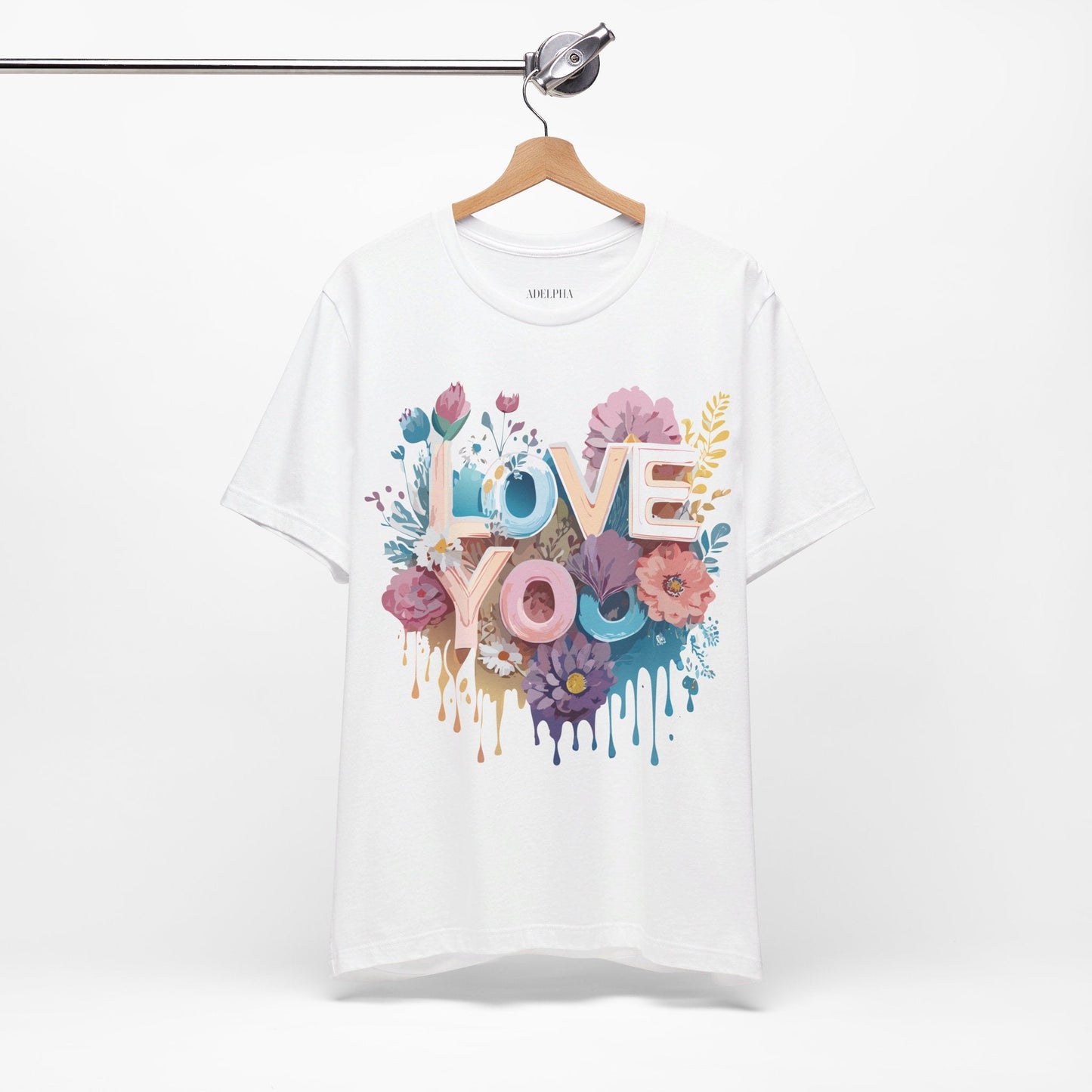 Valentine Day Graphic Unisex 100 Cotton Vintage Artwork with Love and Flower Design Tee 37
