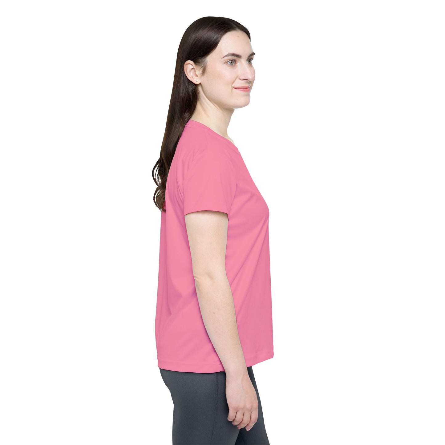 Cotton Candy Pink Women's Sports Jersey Short Sleeves 100% Poly Solid Pink Color Print Athletic Tee