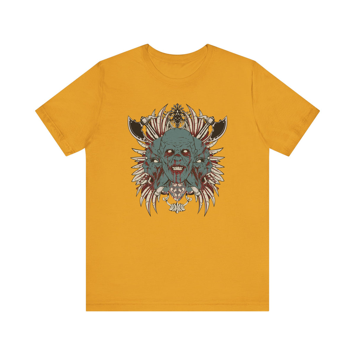 Zombie Skull Mandala T-Shirt Horror Graphic Tee, Gothic Skull Unisex Cotton Art-54-2