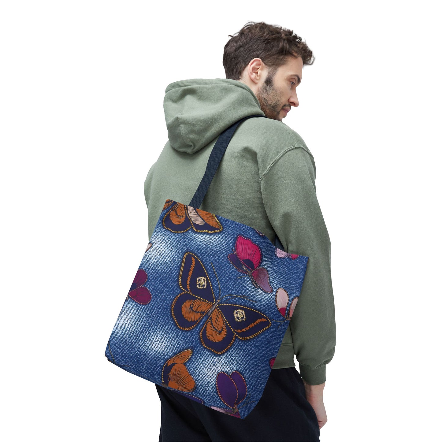 Denim Fabric Imitation Print Unisex Canvas Bag Poly Spun 3 Sizes Tote Bag 174