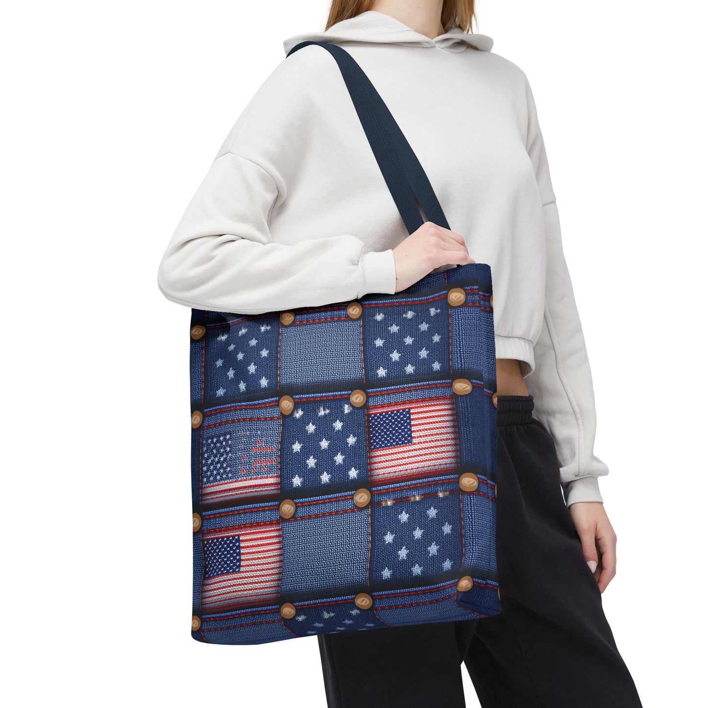4th of July DENIM PRINT CANVAS BAG HIGH-QUALITY 100% SPUN POLY 3 SIZE BAG-200-18