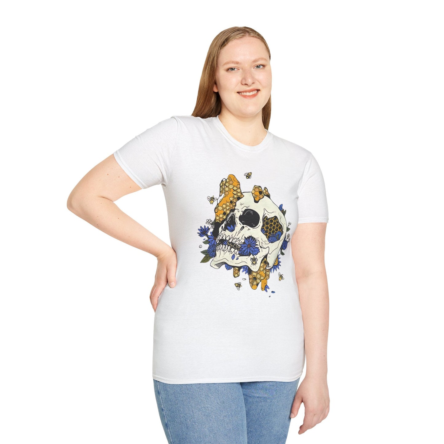 Skull Tee Shirt Unisex Skeleton Design Gildan Softstyle 64000 100 Percent Ring Spun Cotton Tee