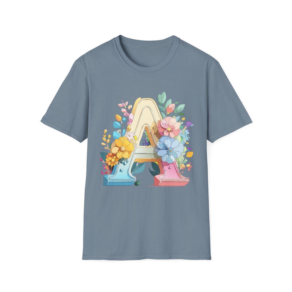 Floral Letter A Monogram T-Shirt | Botanical Initial Tee