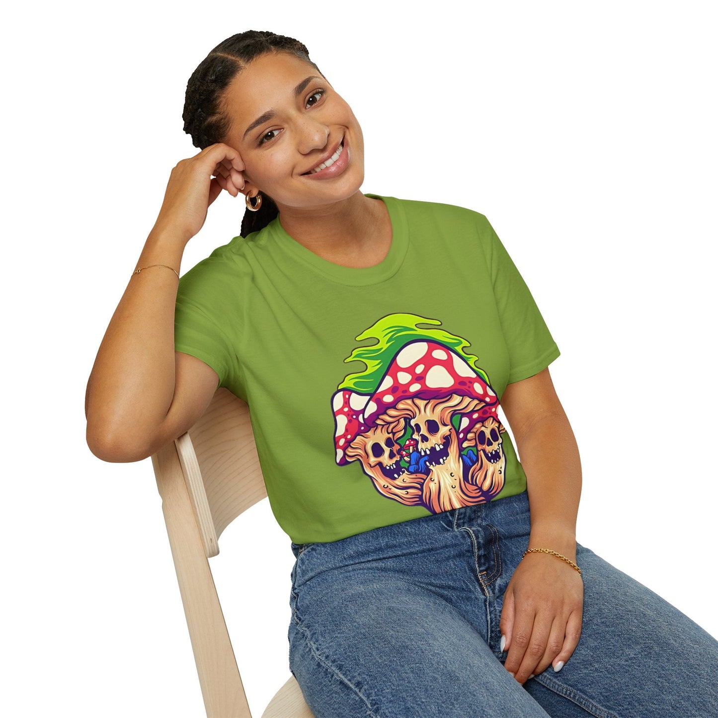 Funny Mashroom Graphic Unisex Softstyle Cotton With Cartoon Illustration Design 29