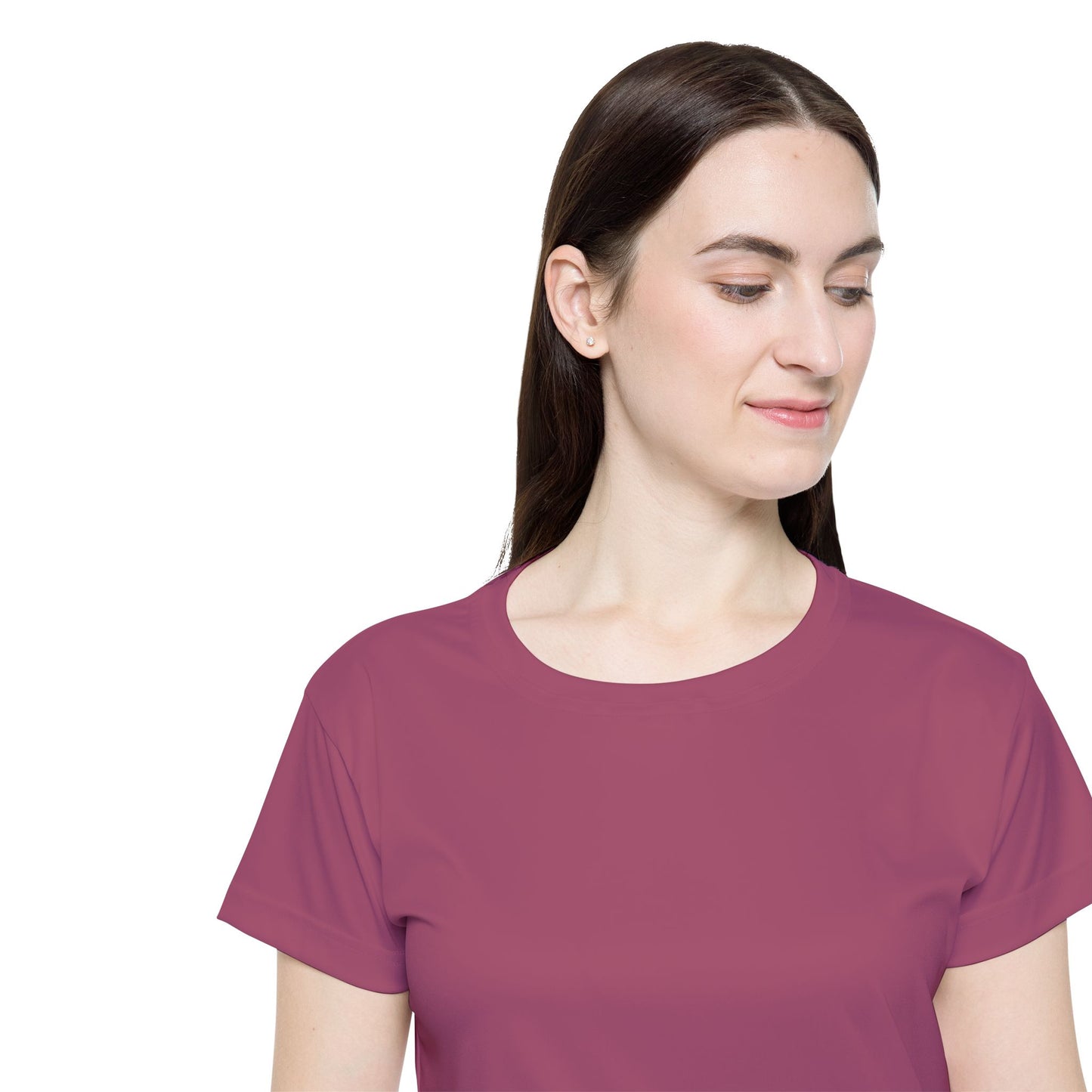 Rosewood Women's Sports Jersey Short Sleeves 100% Poly Solid Rose Mauve Color Print Athletic Tee