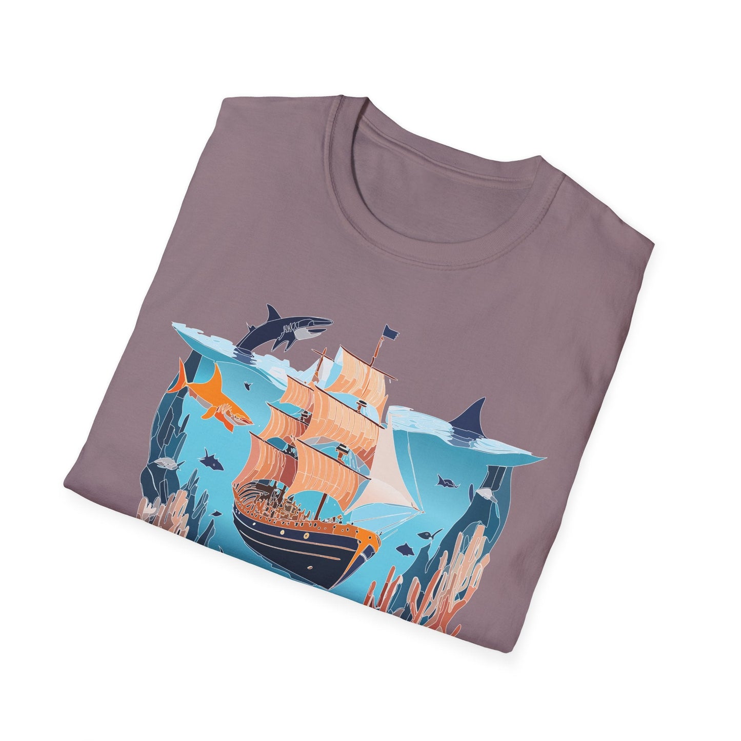 Ocean Tee Shirt Unisex Softstyle 64000 U Boat Design 100 Percent Ring Spun Cotton Tee