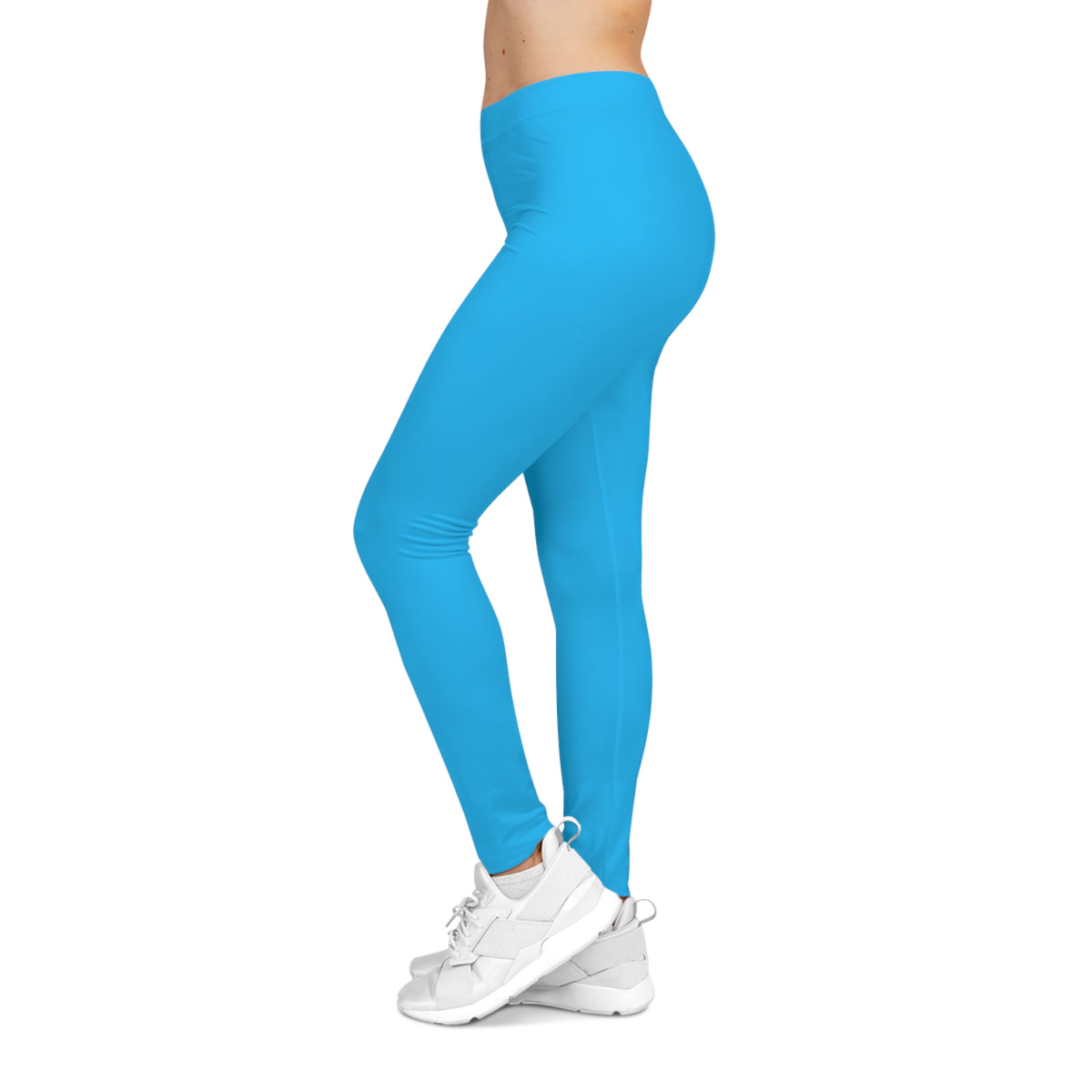 Deep Sky Blue Color Women's Poly-Span Casual Leggings XS-2XL