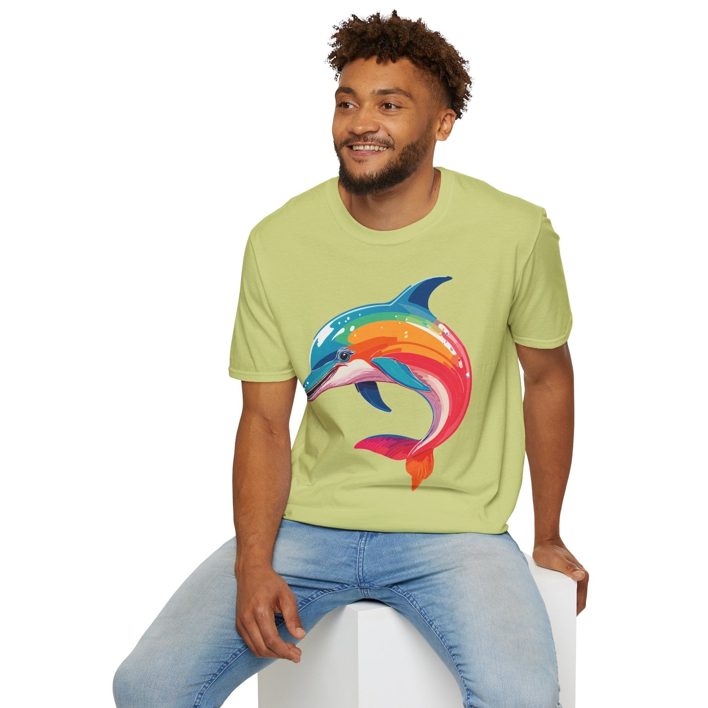 Dolphin Shirt For Unisex 100 Percent Ring Spun Cotton Gildan Softstyle 64000 Short Sleeve Tee