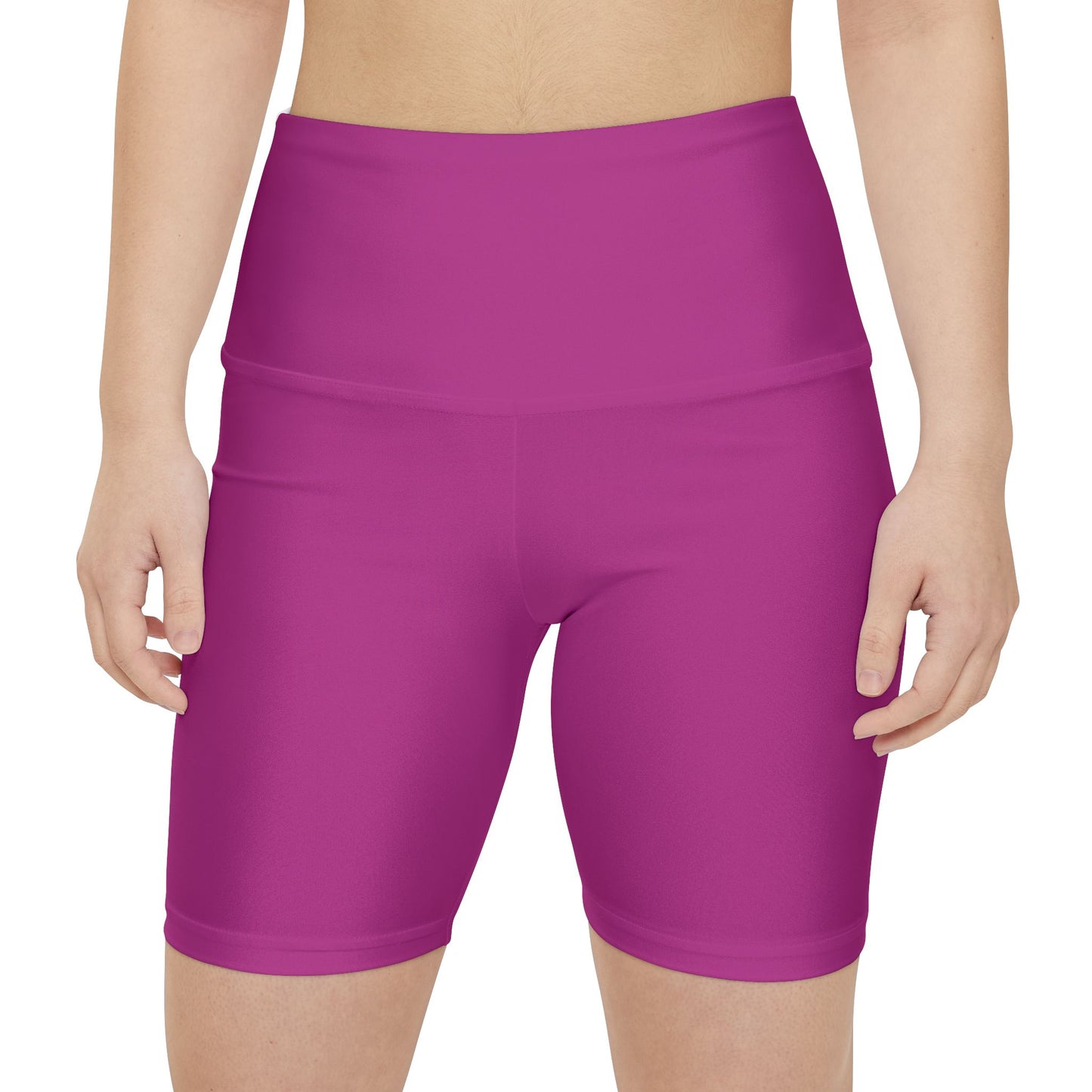 Raspberry Plum Women's Workout Shorts — Solid High-Waist Biker Shorts for Exercise & Everyday Wear