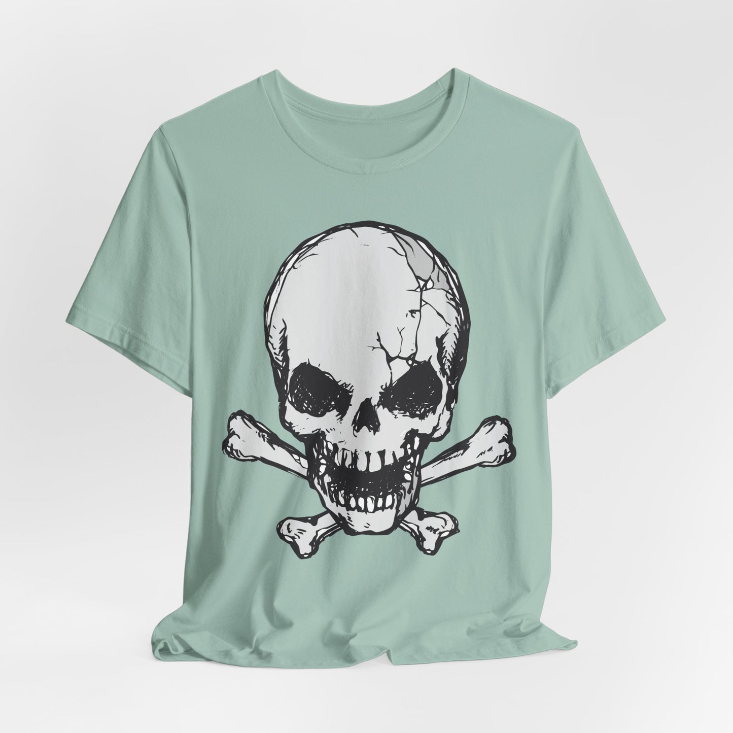 Grey Skull Graphic Design Tee, Skull Shirt, Vintage Tees, Art Design T-Shirt, Vintage Graphic Tee, Art Shirts with Skulls