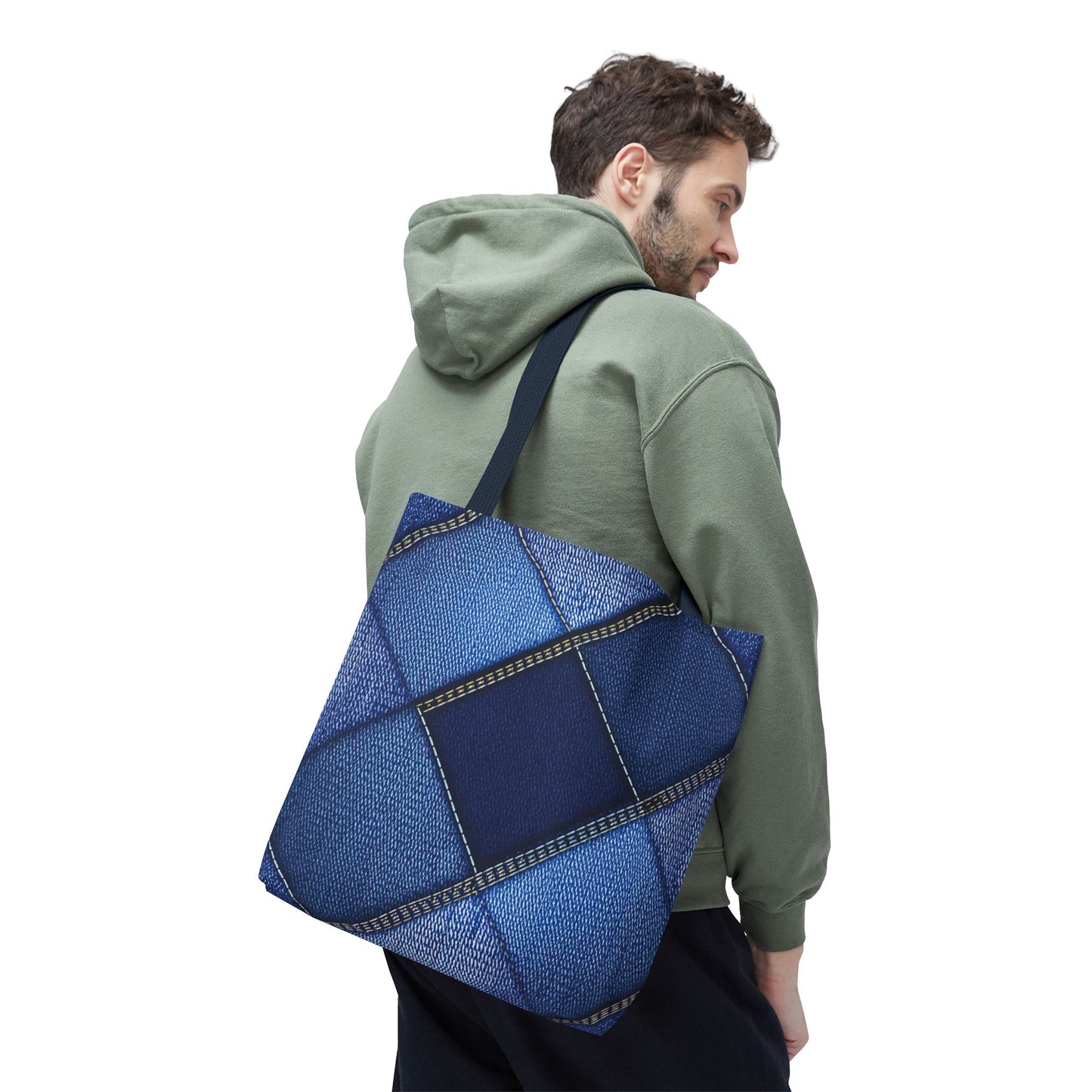 Denim Fabric Imitation Print Unisex Canvas Bag Poly Spun 3 Sizes Tote Bag 105