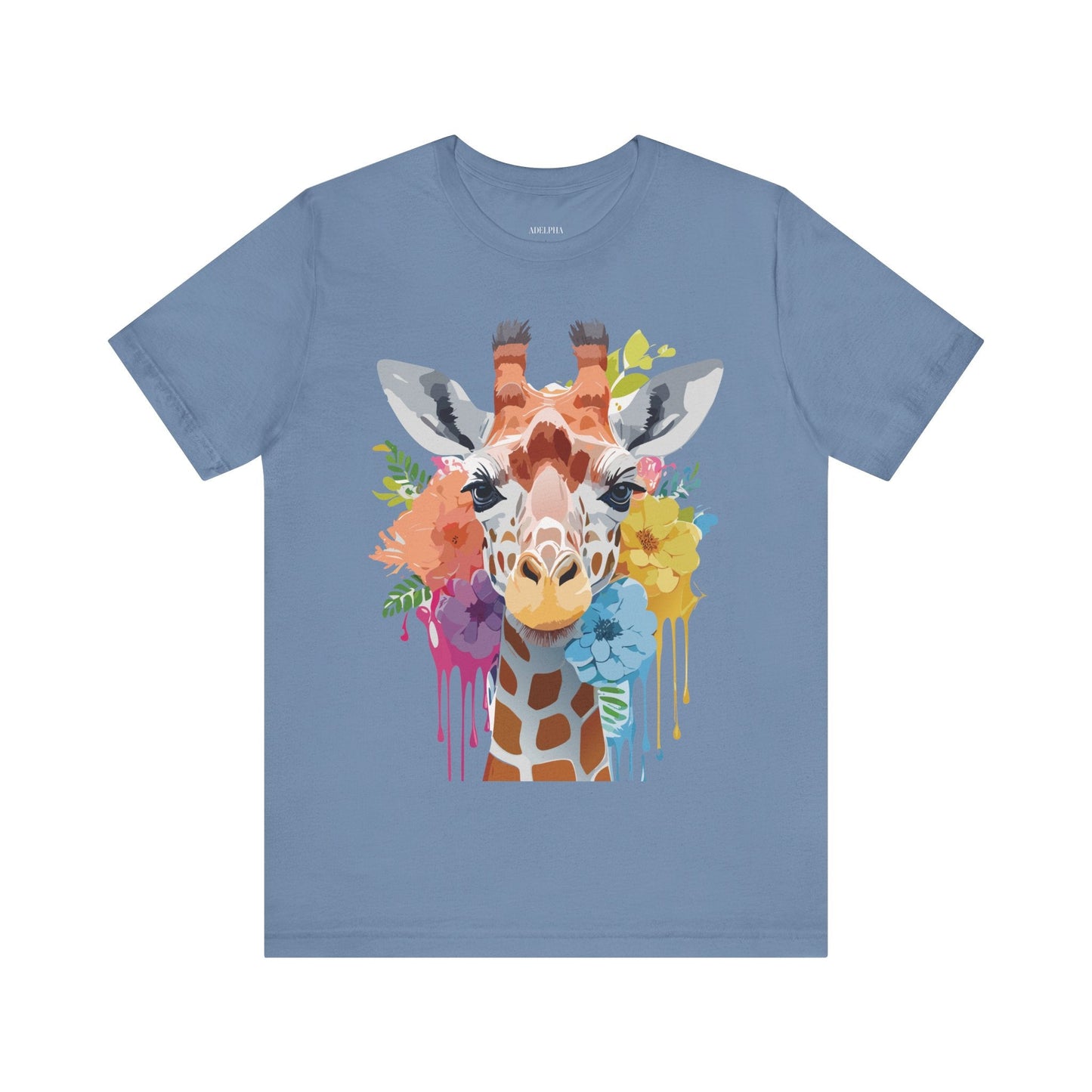 Giraffe Graphic Tee By Adelpha Unisex Vintage Inspired Art Design Short Sleeve Jersey Shirt
