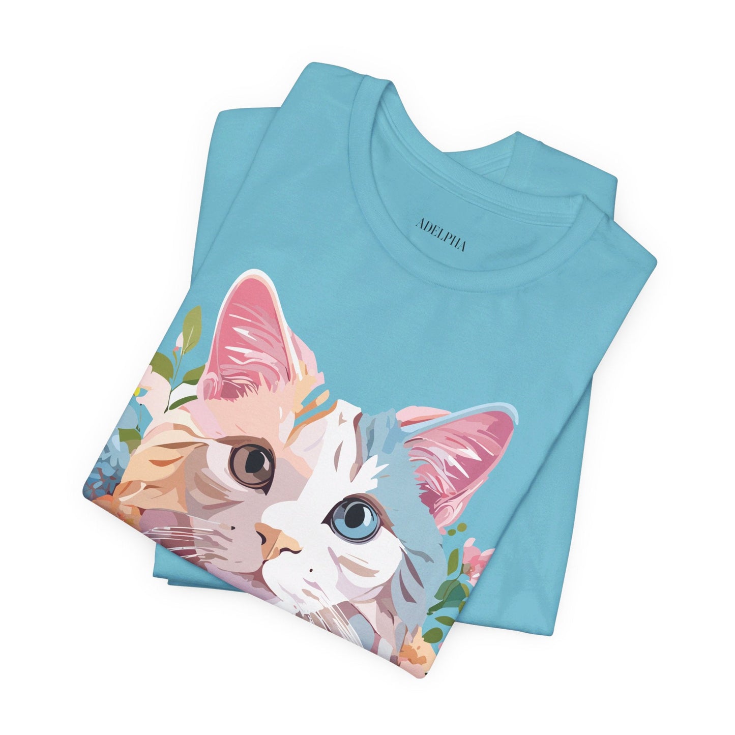 Cat Graphic Tee Unisex Short Sleeve Shirt With Adelpha Artwork