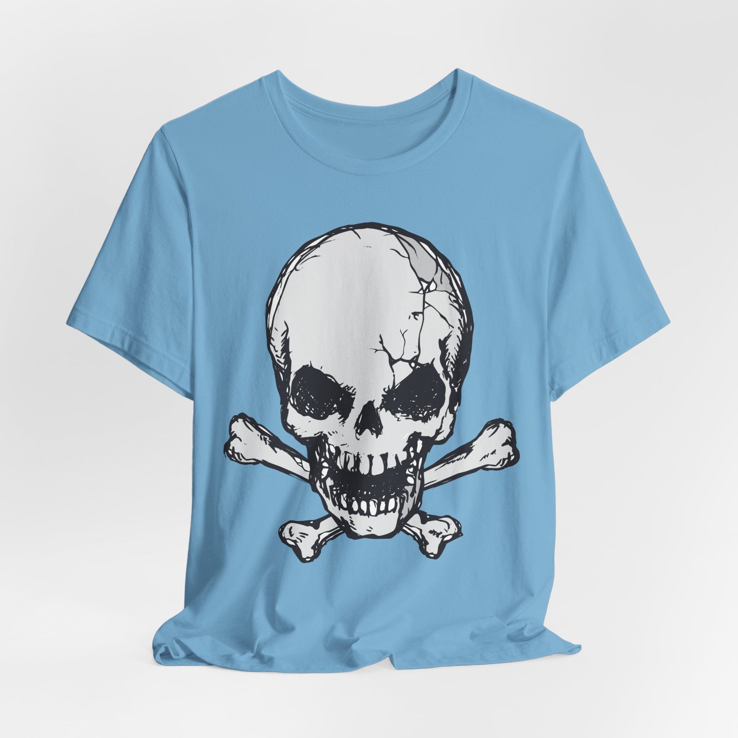 Grey Skull Graphic Design Tee, Skull Shirt, Vintage Tees, Art Design T-Shirt, Vintage Graphic Tee, Art Shirts with Skulls