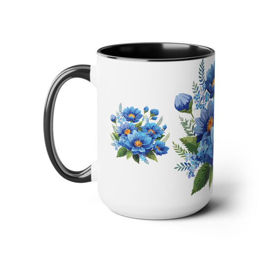 Taza de café de dos tonos con flores