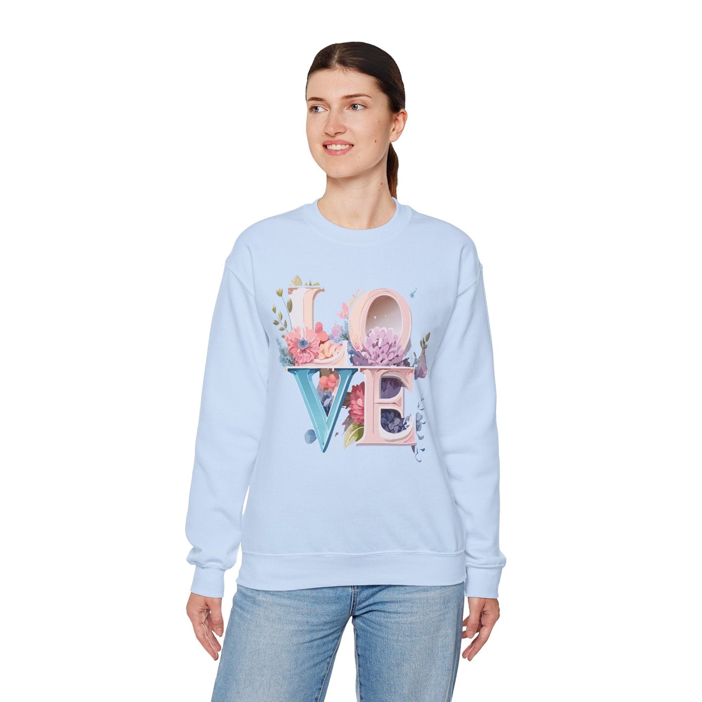 Floral Love Sweatshirt Valentines Day Sweatshirt Love Flower Unisex Crewneck Sweatshirt