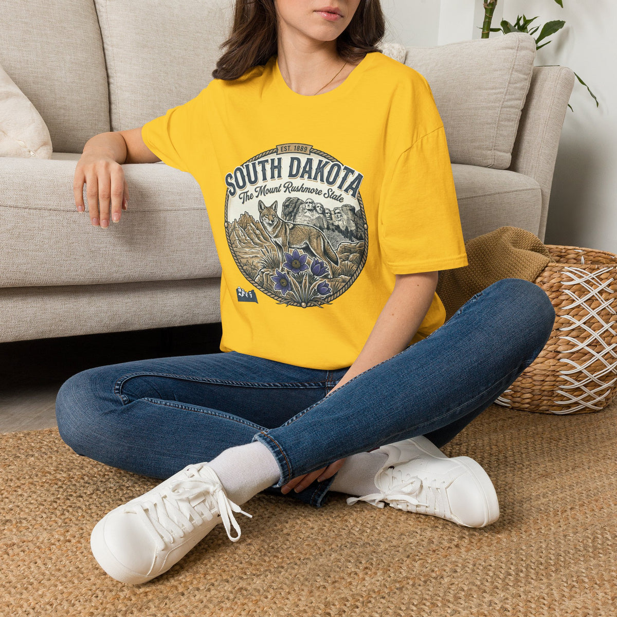 South Dakota Wildlife Tee – State Prairie Flowers Travel Tourist Graphic Tee Unisex 100 Cotton Gildan T-Shirt