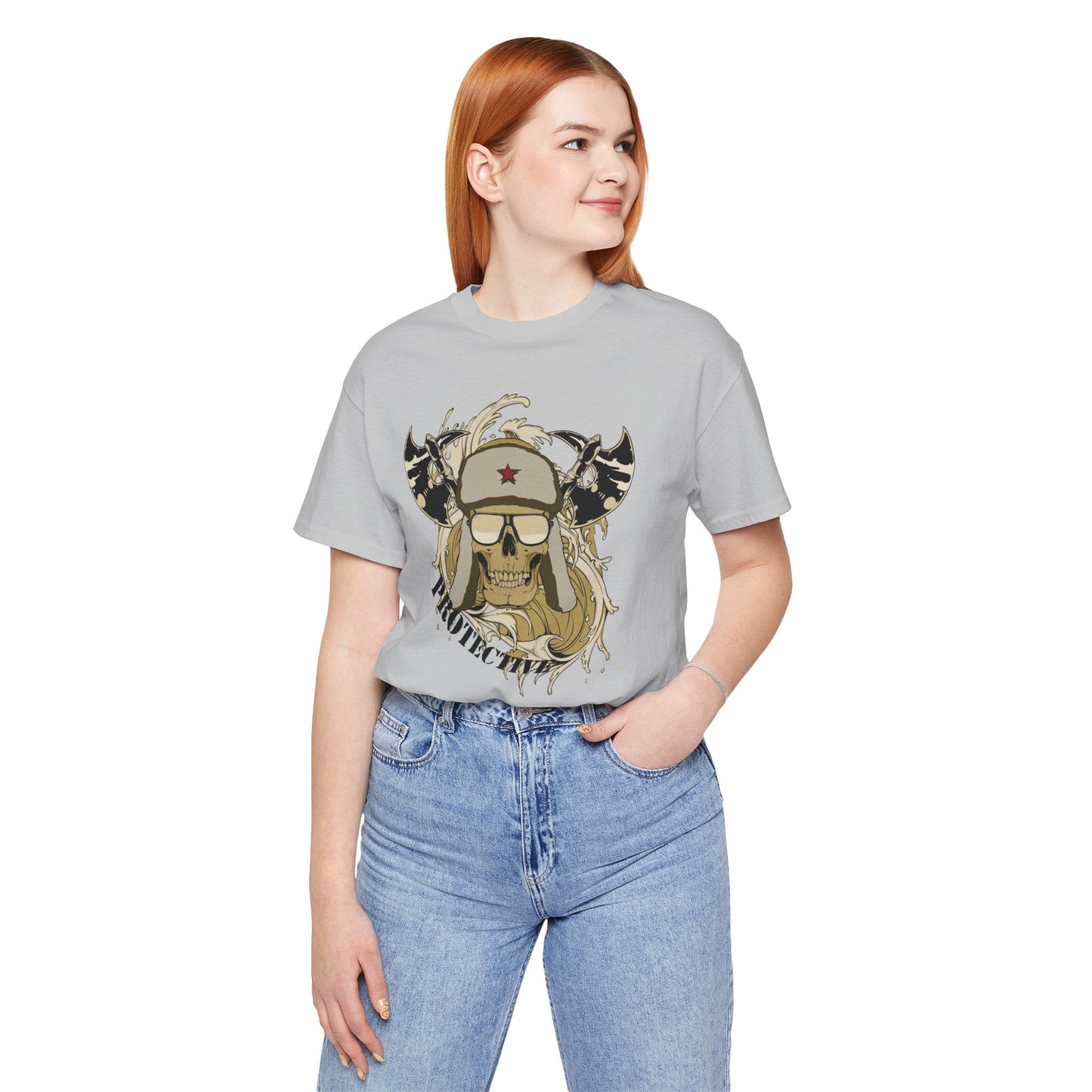 Viking Skull Graphic with Horned Helmet T-Shirt Captain Design Tee Art-41