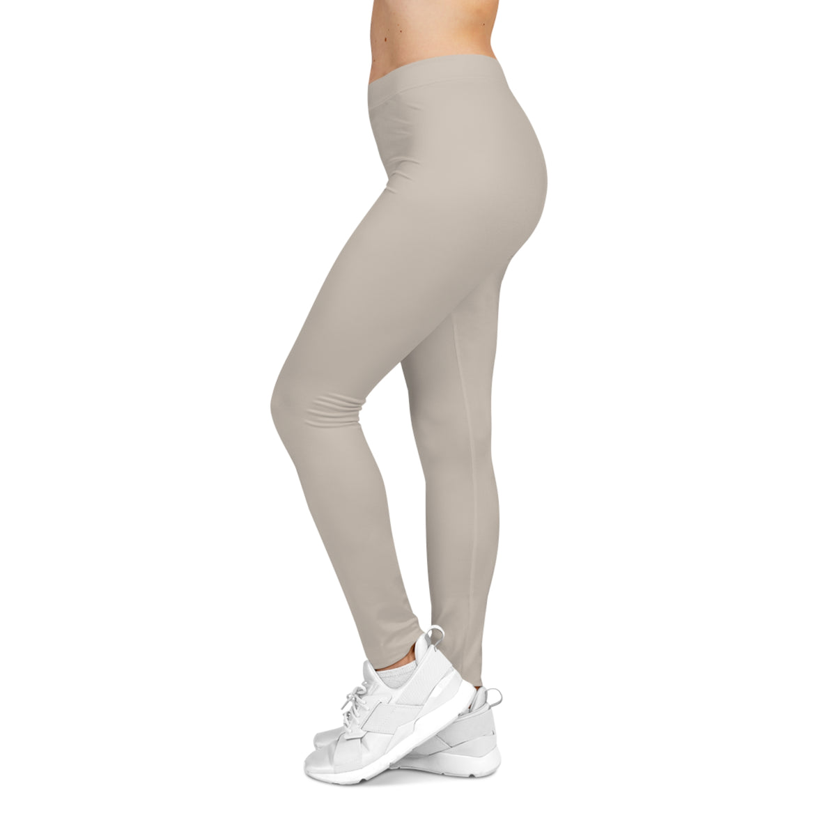 Oat Milk Beige Color Women's Poly-Span Casual Leggings XS-2XL