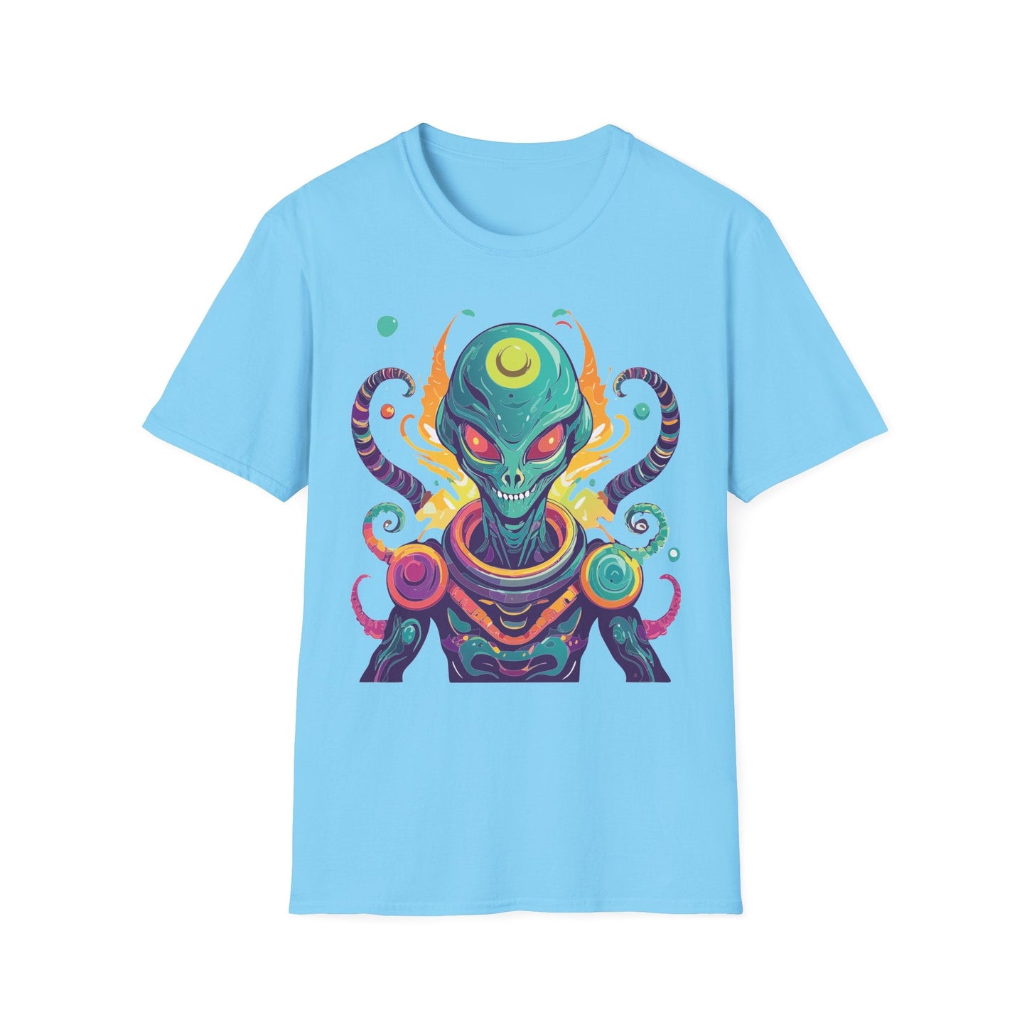 Alien Cosmos Unisex T Shirt With Aliens Design Gildan Softstyle 64000 Comfortable Lightweight Tee