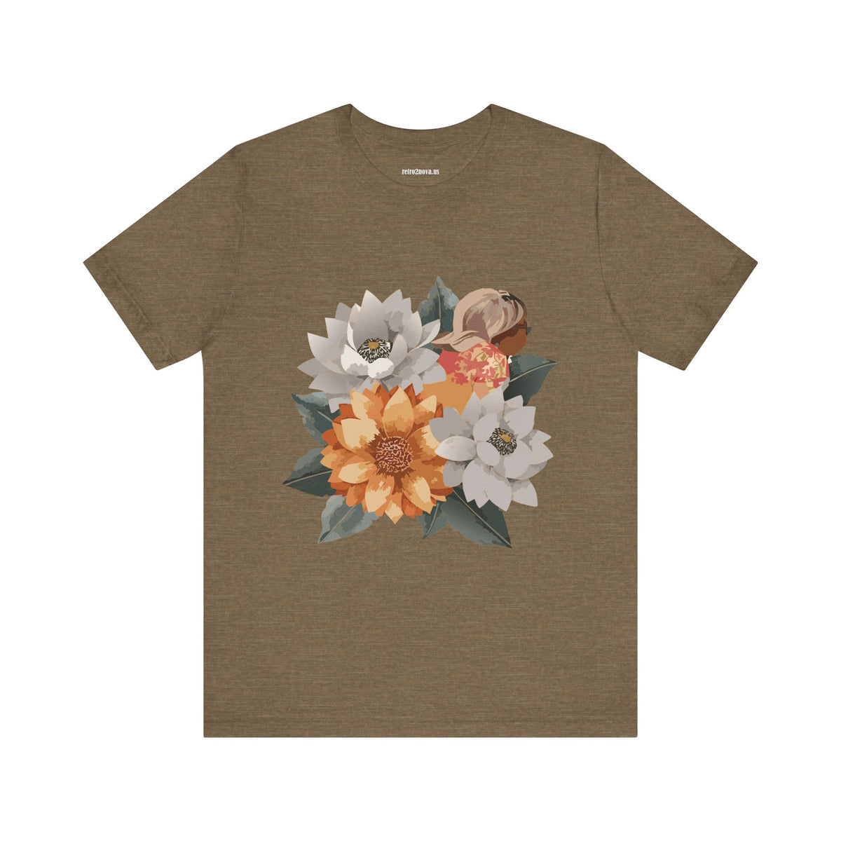 Floral Graphic Unisex Cotton Bella+Canvas Tee with Flowers Design ab102