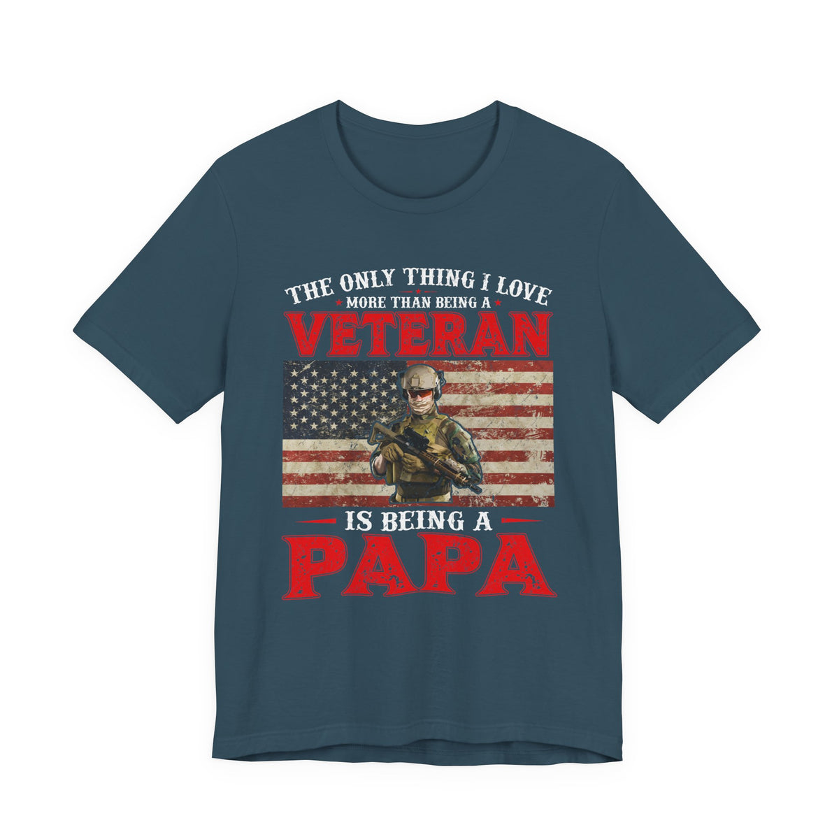 Veteran with American Flag Papa T-Shirt Military Grandpa Unisex Cotton Tee v30