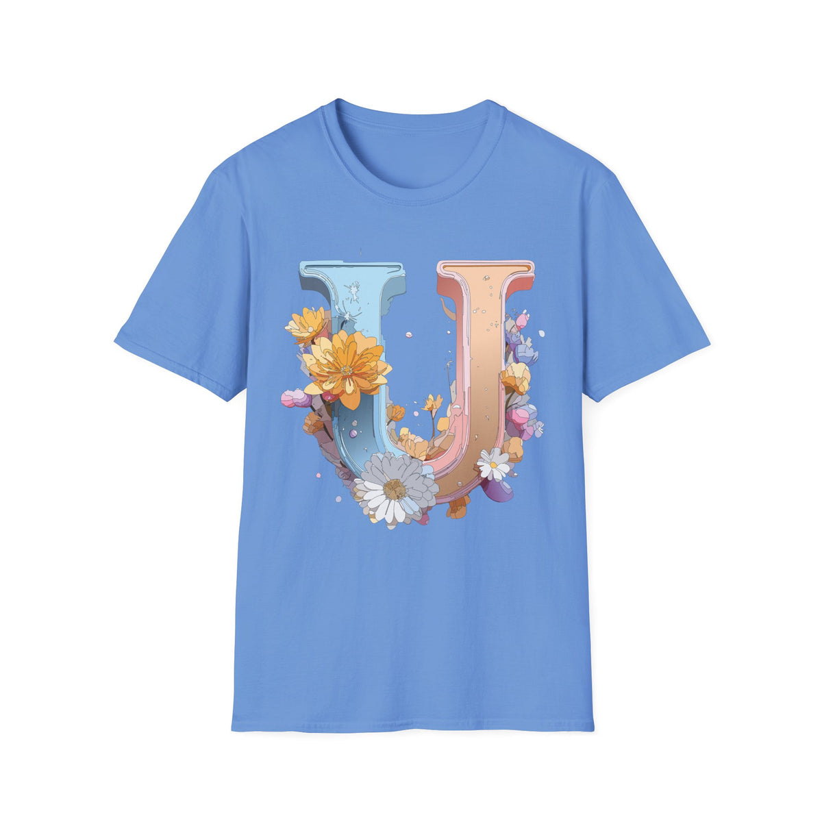 Floral Letter U T-Shirt | Botanical Monogram Tee