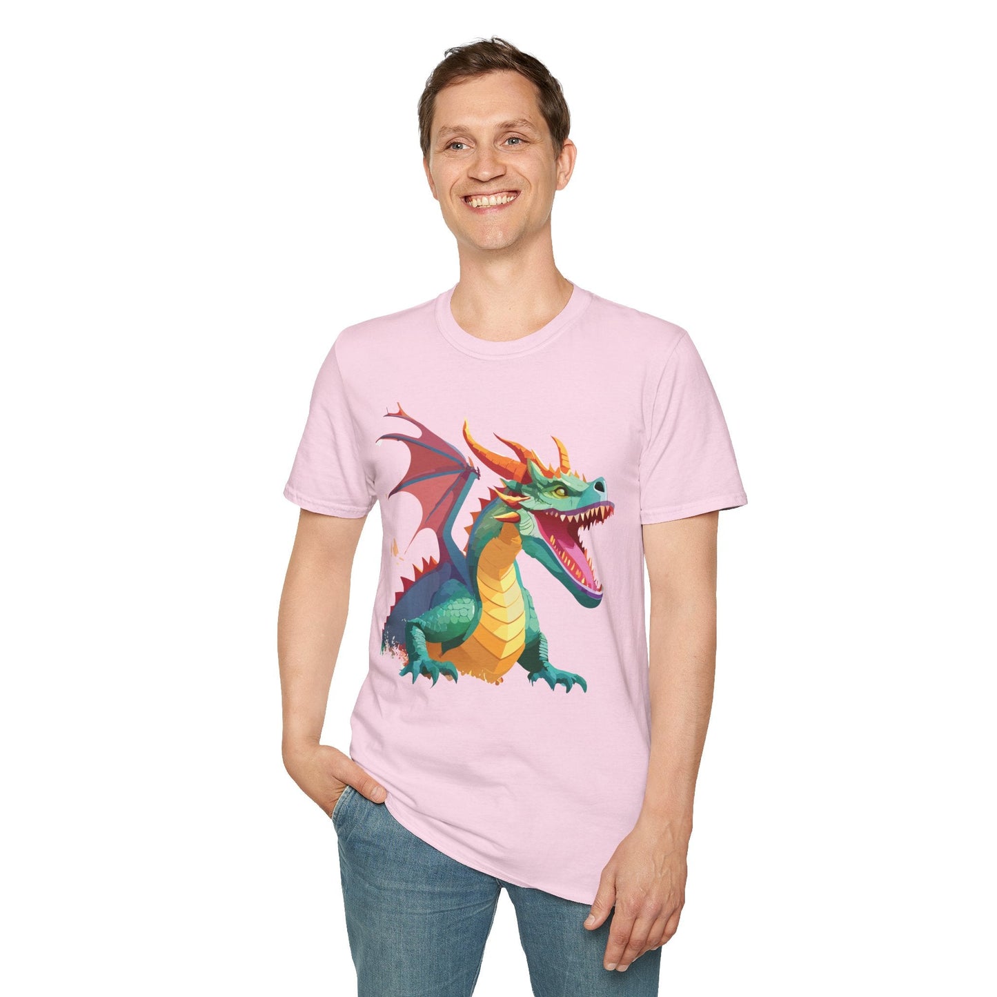 Dragon Graphic Unisex Cotton Softstyle Art Design Tee With Animals 14
