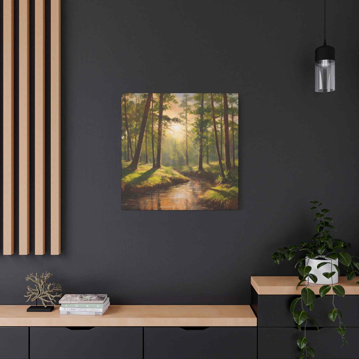Forest Print Canvas, Trees Oil Paint Print 20x20, 24x24, 30x30, 32x32, 36x36 Art Design Print Pine-Wood Inner Frame MC-73